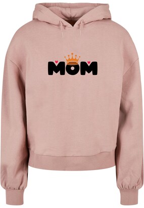 Merchcode Sweatshirt ‘Mothers Day – Queen Mom’ Oranje / Oudroze / Zwart