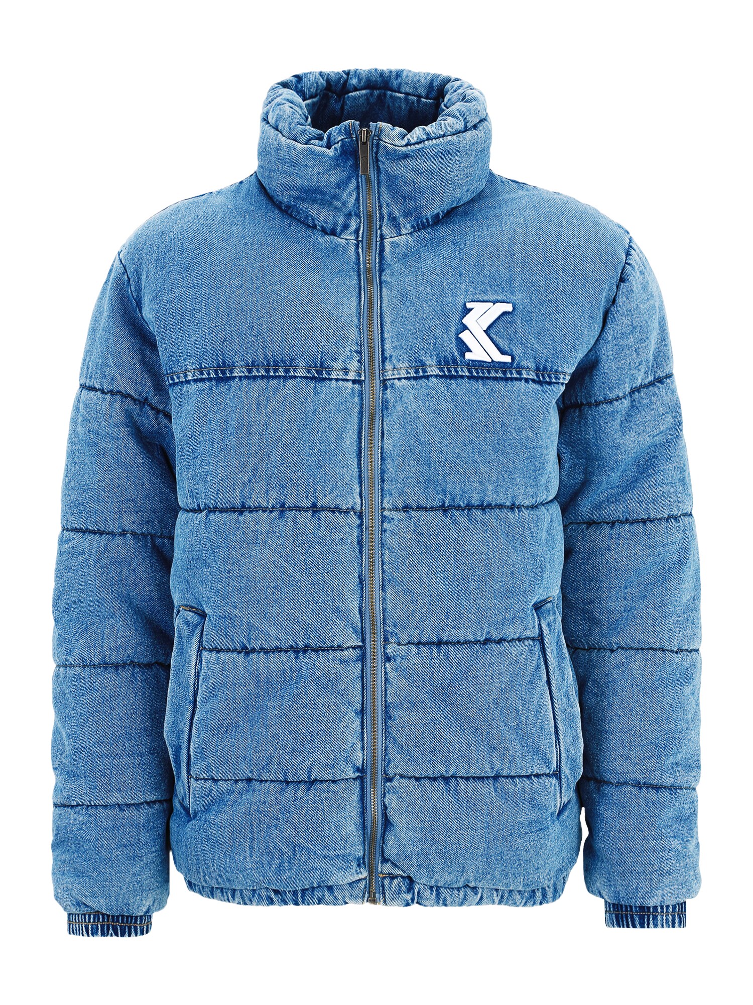 Karl Kani Prechodná bunda  modrá denim / biela