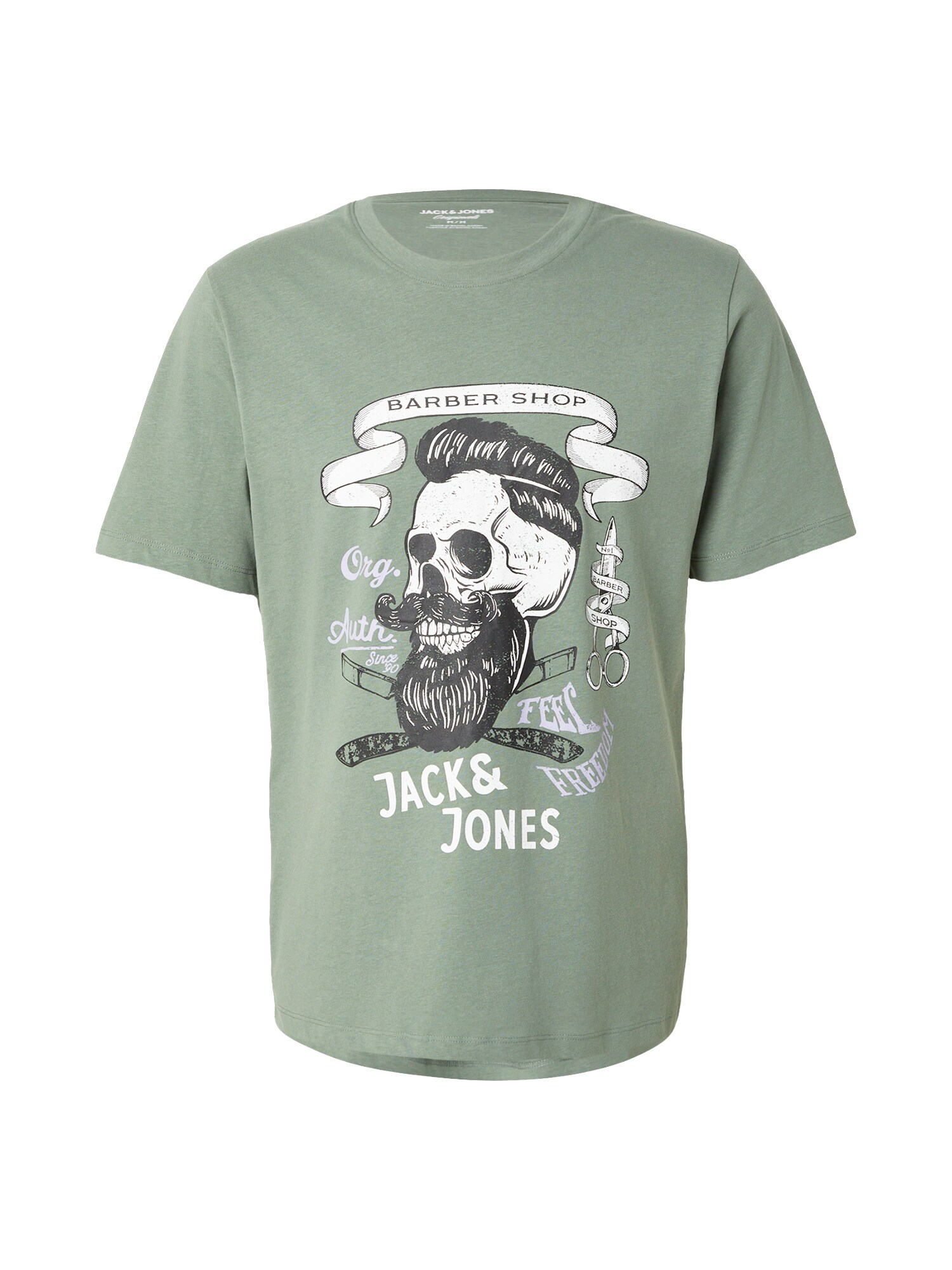 JACK & JONES Tričko 'JORSHAPE'  nefritová / čierna / biela