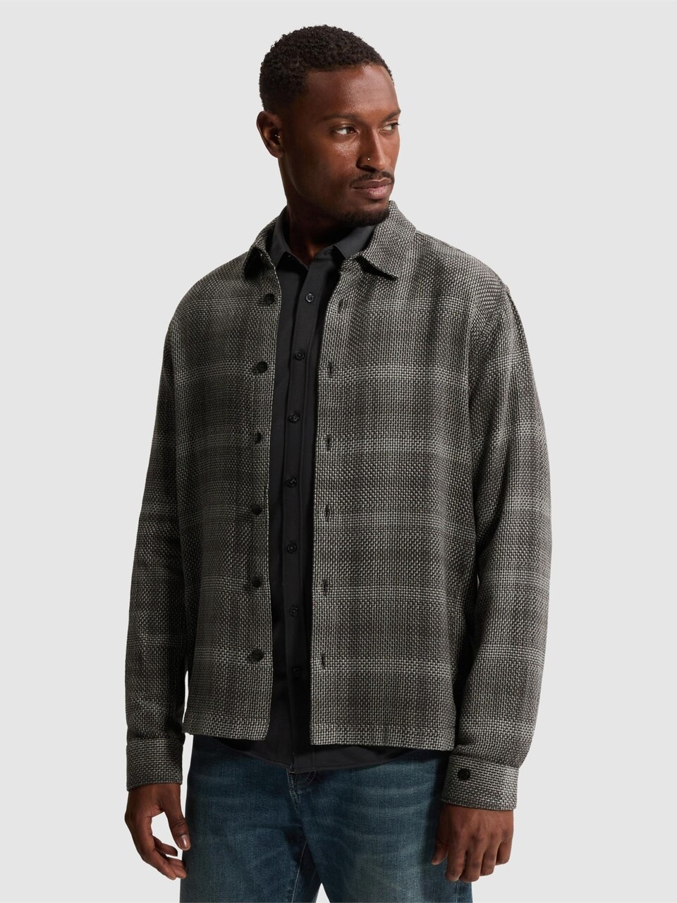 Skjorta 'Midweight shirt with textured check pattern'