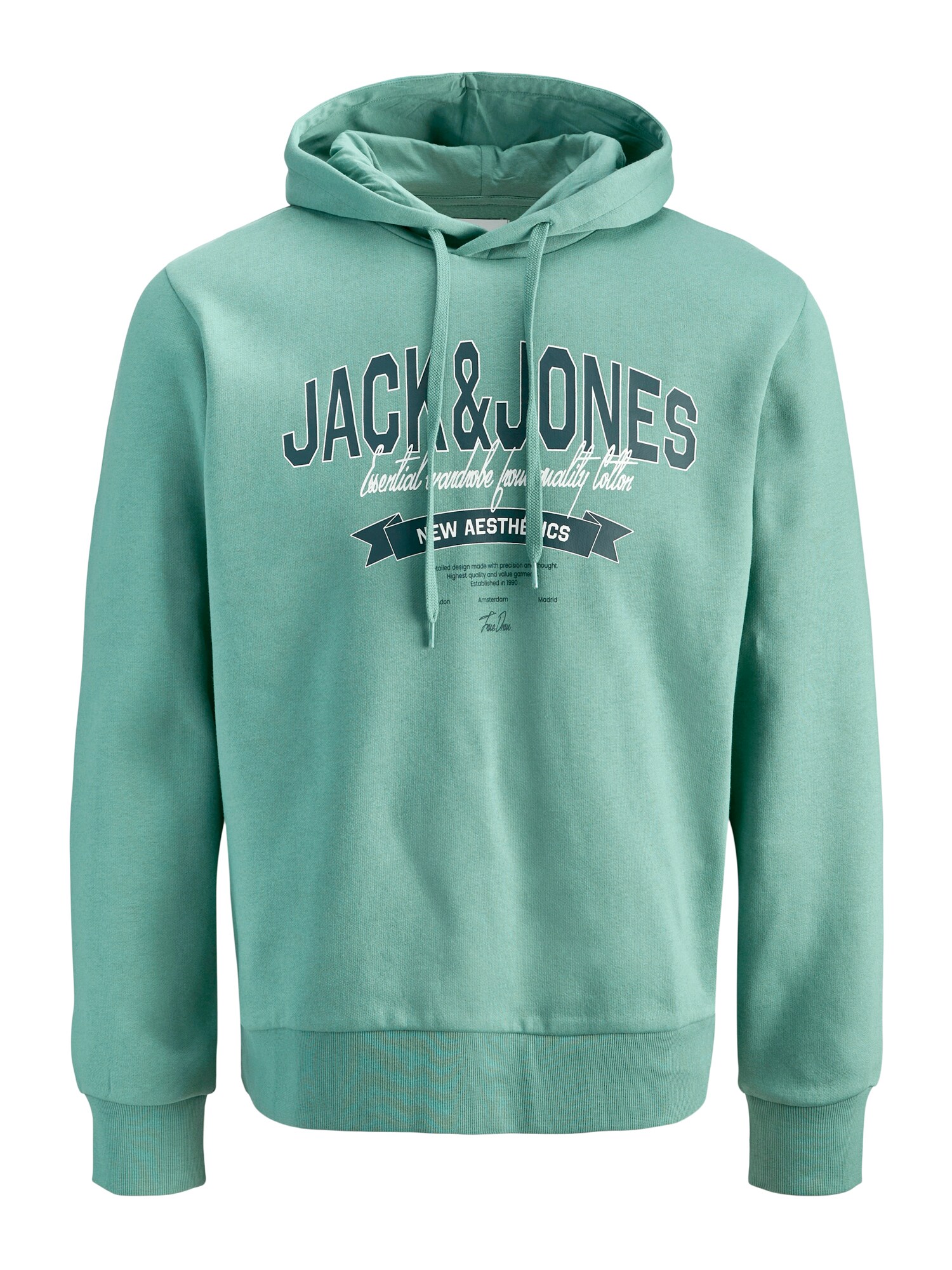 JACK & JONES Bluză de molton  verde mentă / verde pin / alb