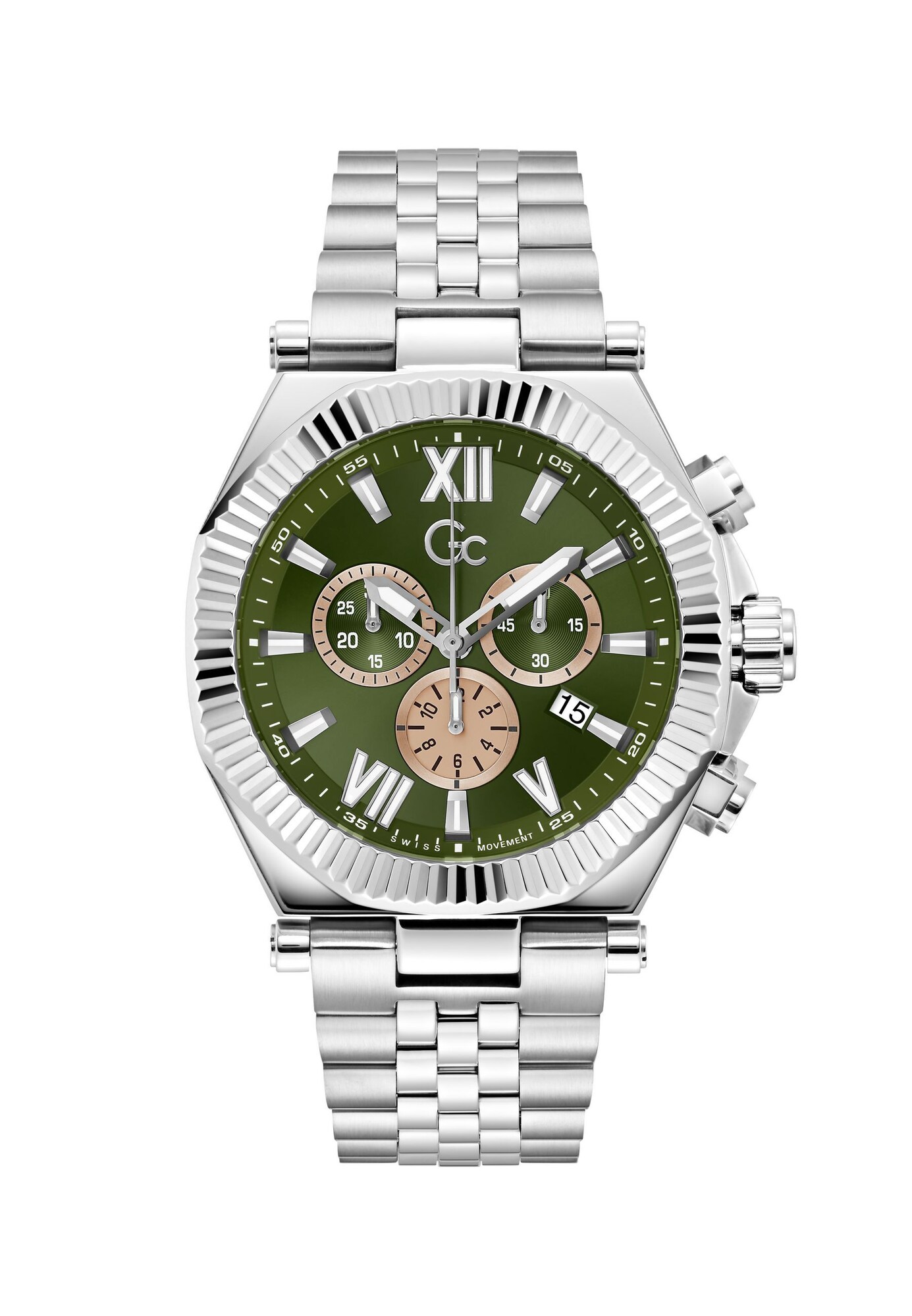 Gc Analoog Horloge 'Atlas' Rose-goud / Olijfgroen / Zilver