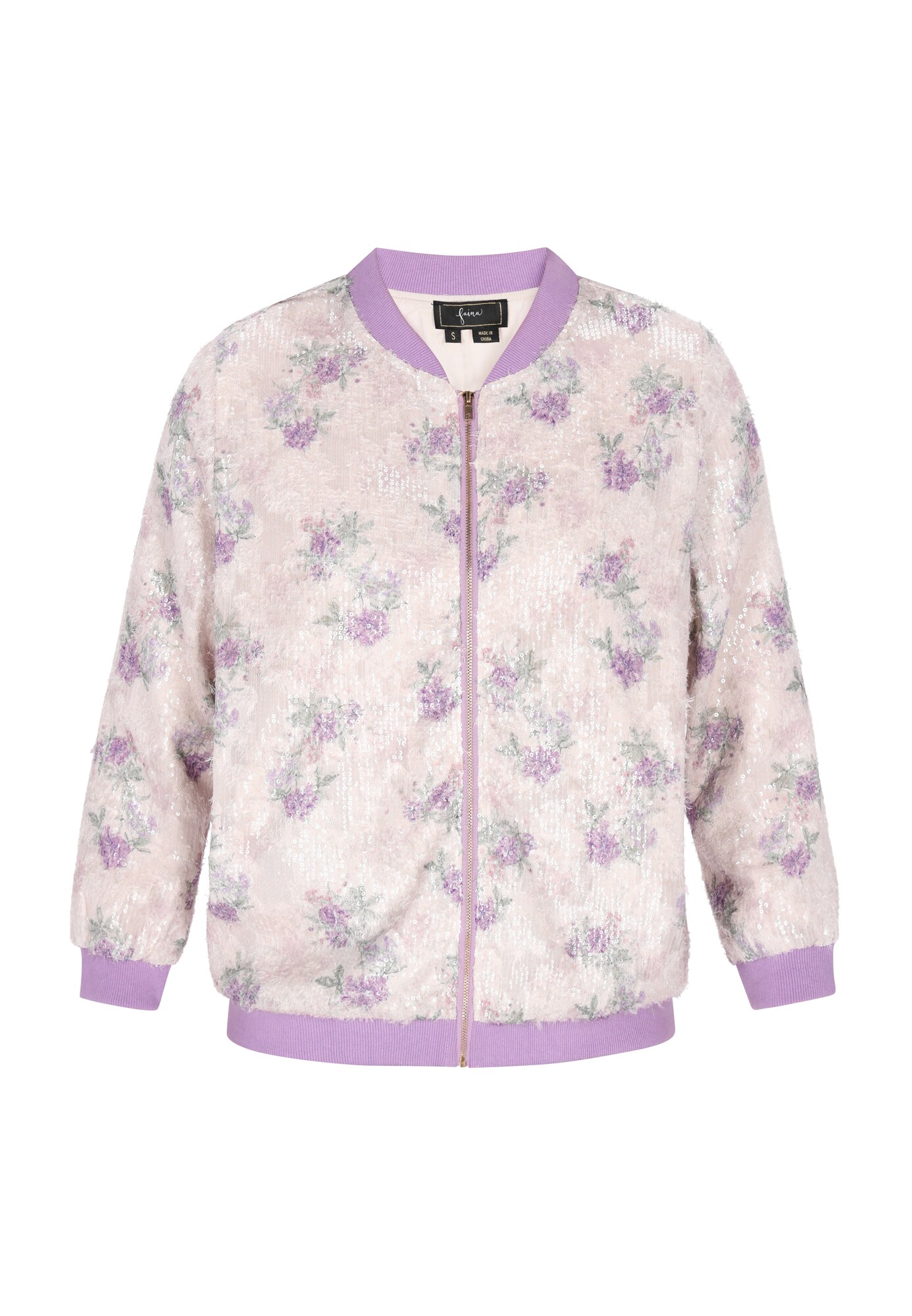 faina Chaqueta de entretiempo 'Fashion Look' verde claro / lila / offwhite