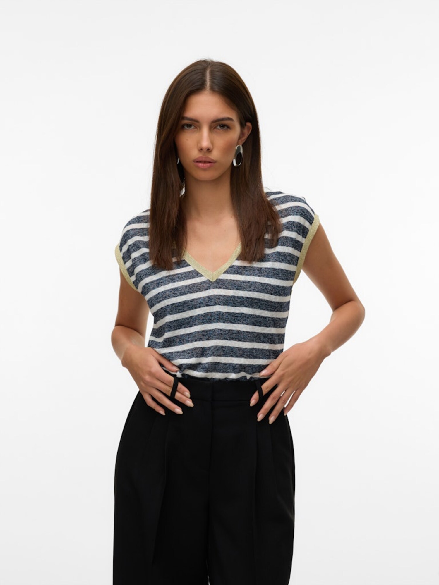 VERO MODA Póló 'VMBALDO'  tengerészkék / arany / fehér termék 2. képe