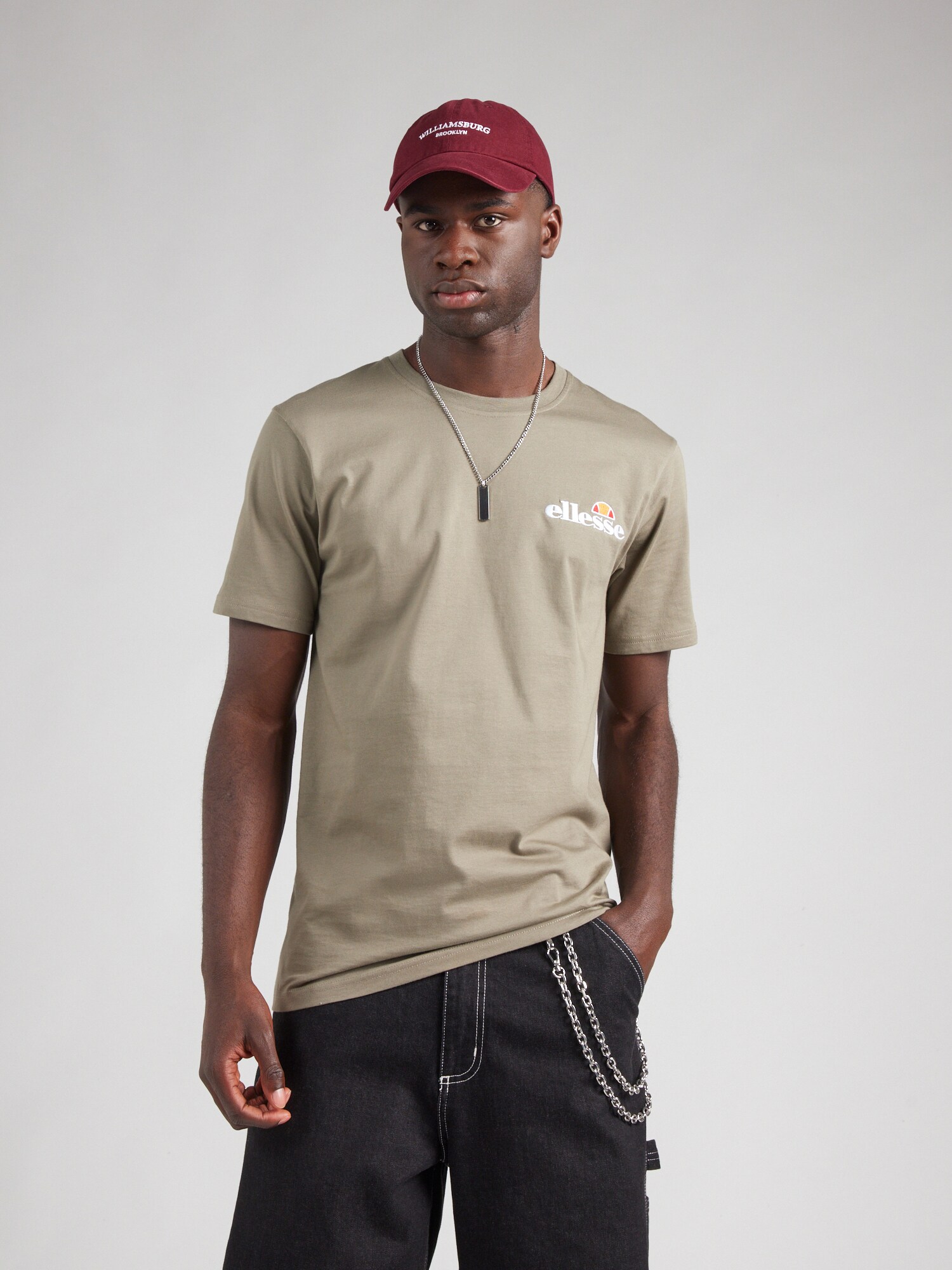 ELLESSE Póló 'Voodoo'  khaki / fehér termék 2. képe