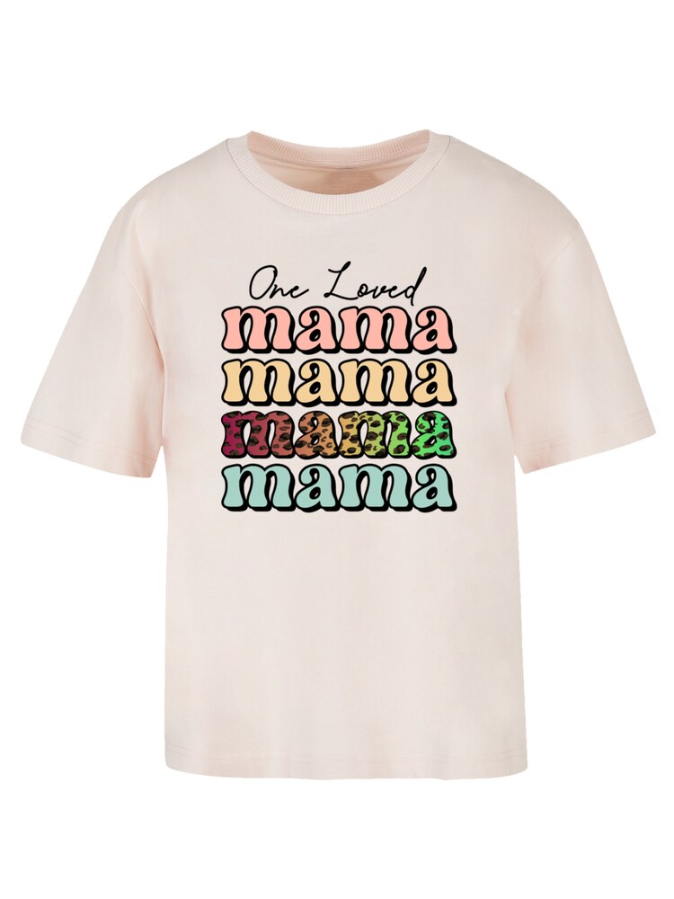 F4NT4STIC T-Shirt 'Mothers Day Mama Typography Leopard Print Pastel' Damen Größe 5XL hellblau / hellorange / rosé / schwarz