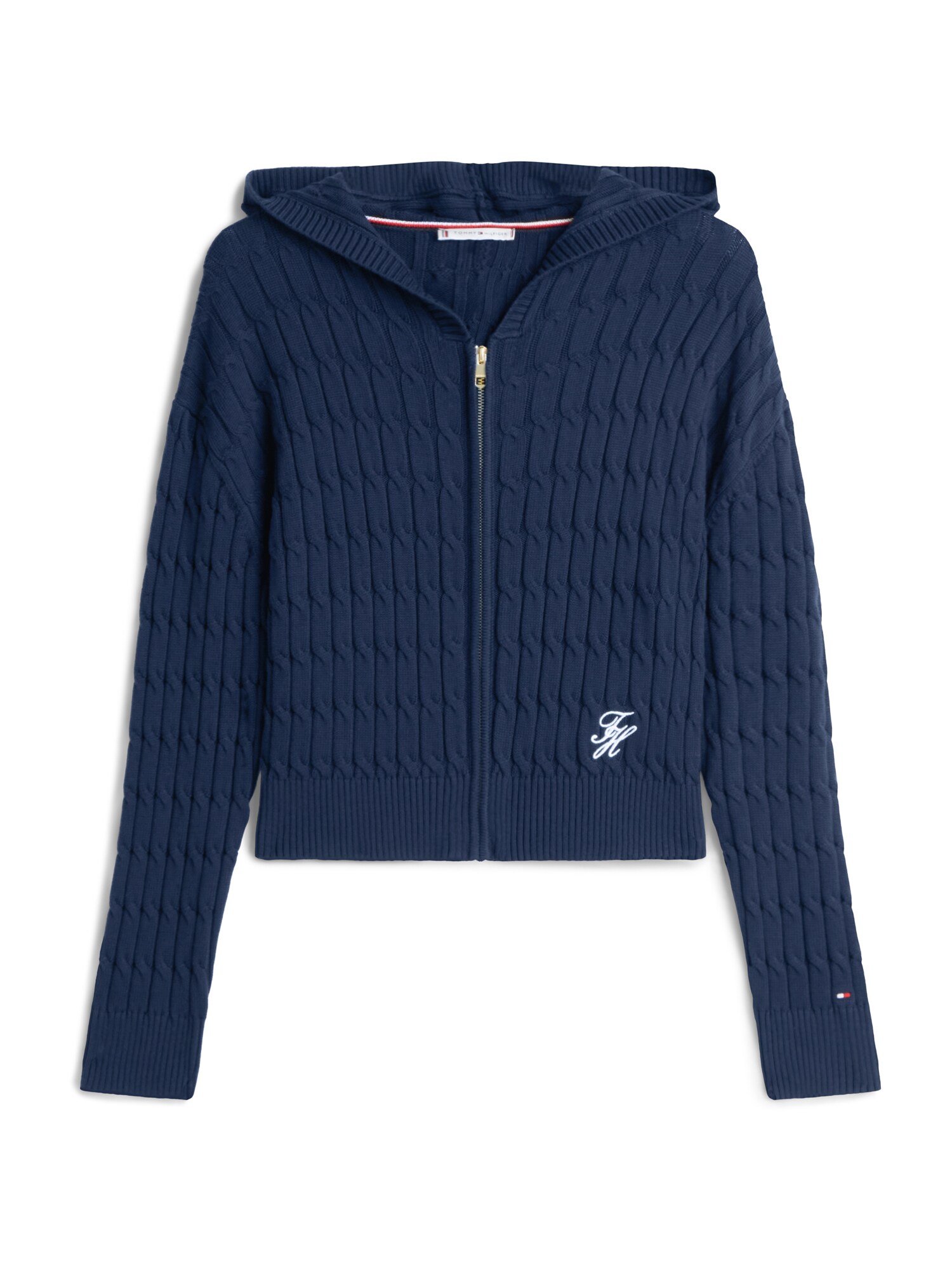 TOMMY HILFIGER Geacă tricotată  bleumarin / alb