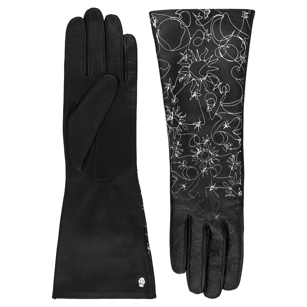 Roeckl Lederhandschuhe 'HAMINA' Damen Größe L schwarz / weiß