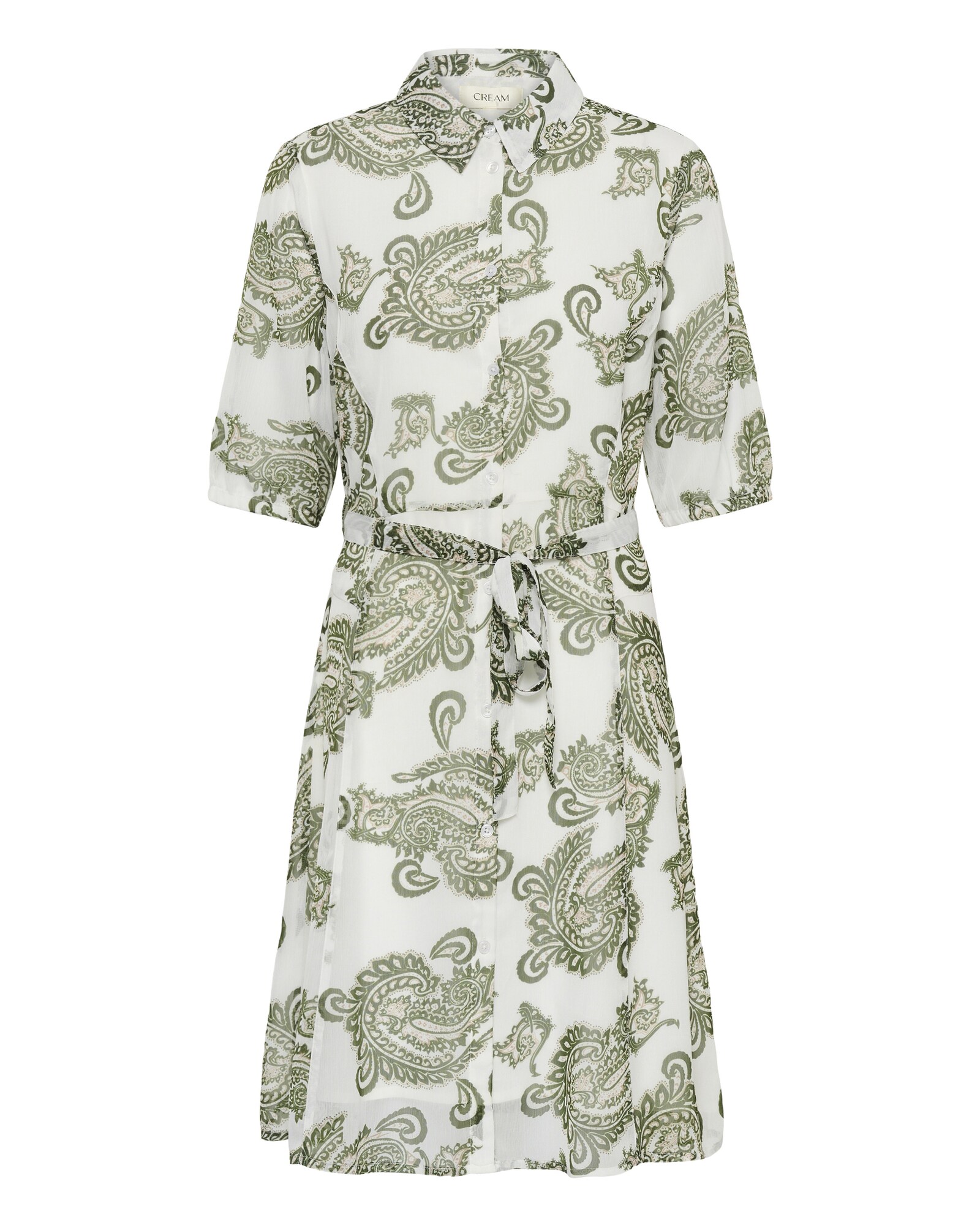 Cream Vestido  verde oscuro / blanco