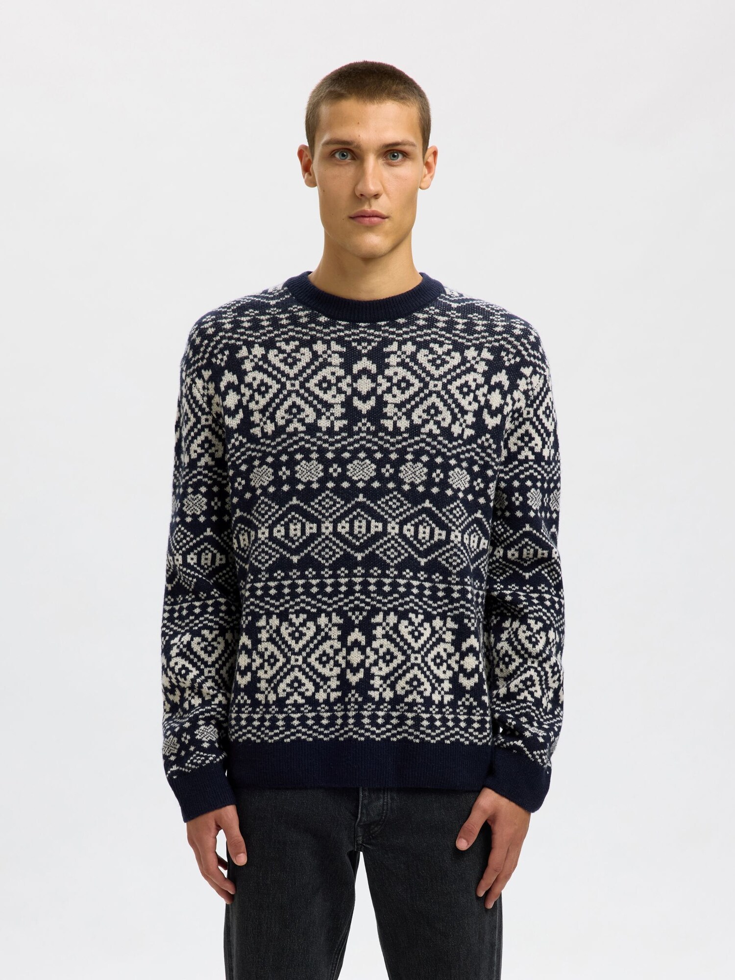 SELECTED Jersey  crema / azul / gris