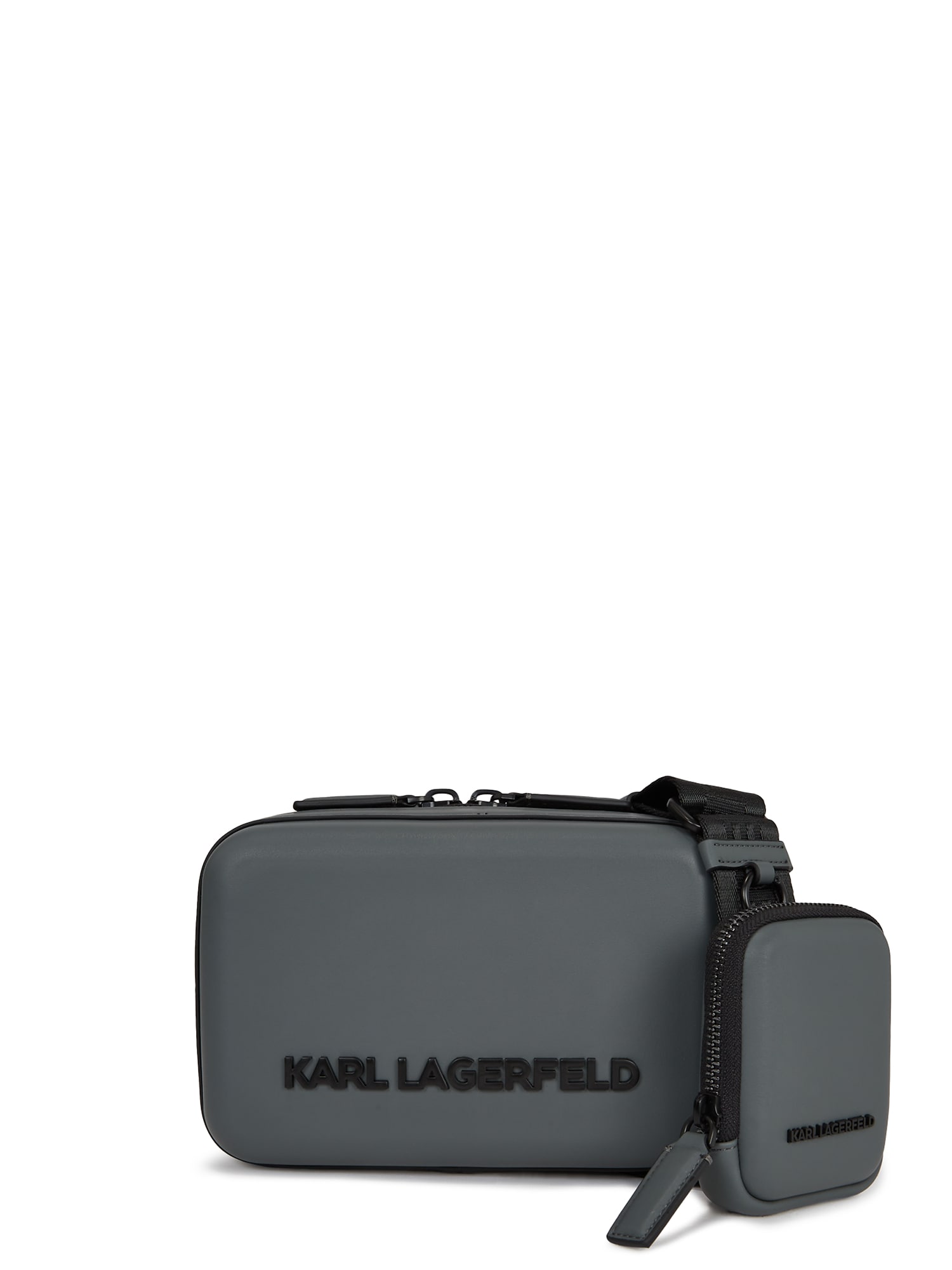 Karl Lagerfeld Чанта за през рамо тип преметка 'Kase'  антрацитно черно / черно