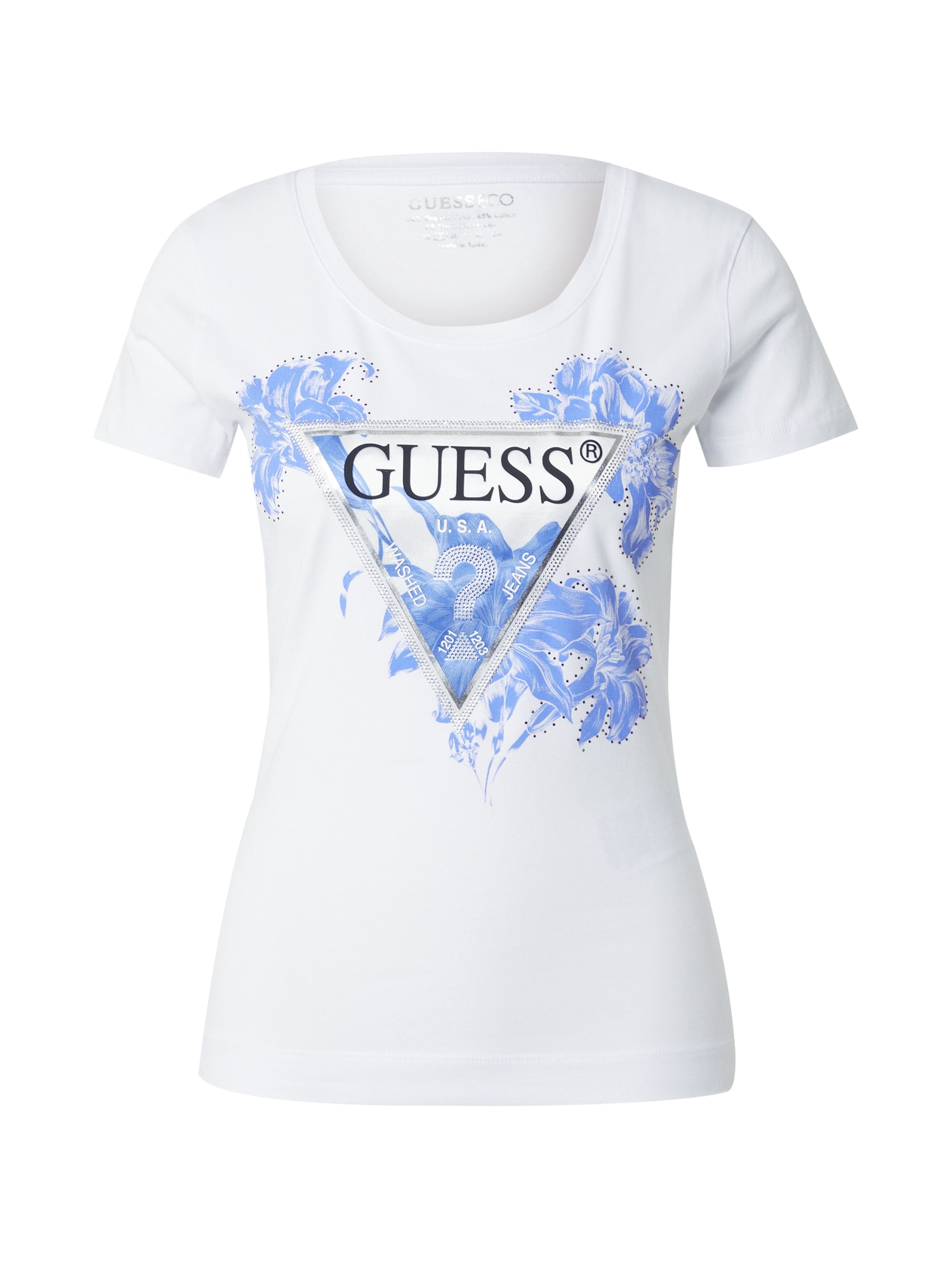 GUESS Póló  fáradt rózsaszín / fekete / ezüst / fehér akciós termékkép 1