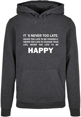 Merchcode Sweatshirt ‘Never Too Late’ Donkergrijs / Wit