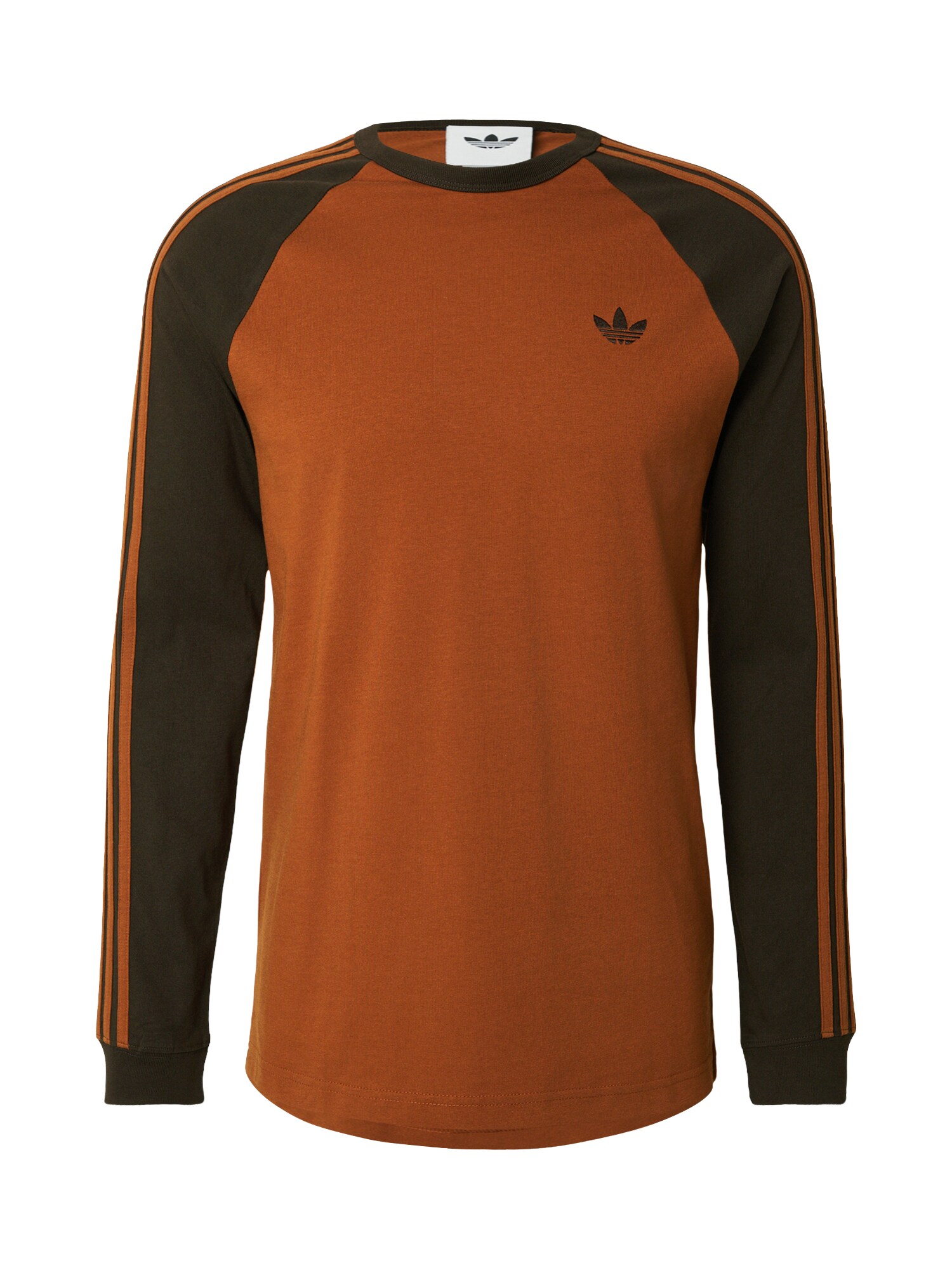 ADIDAS ORIGINALS Tricou 3-Stripes Long Sleeve maro închis / portocaliu mandarină