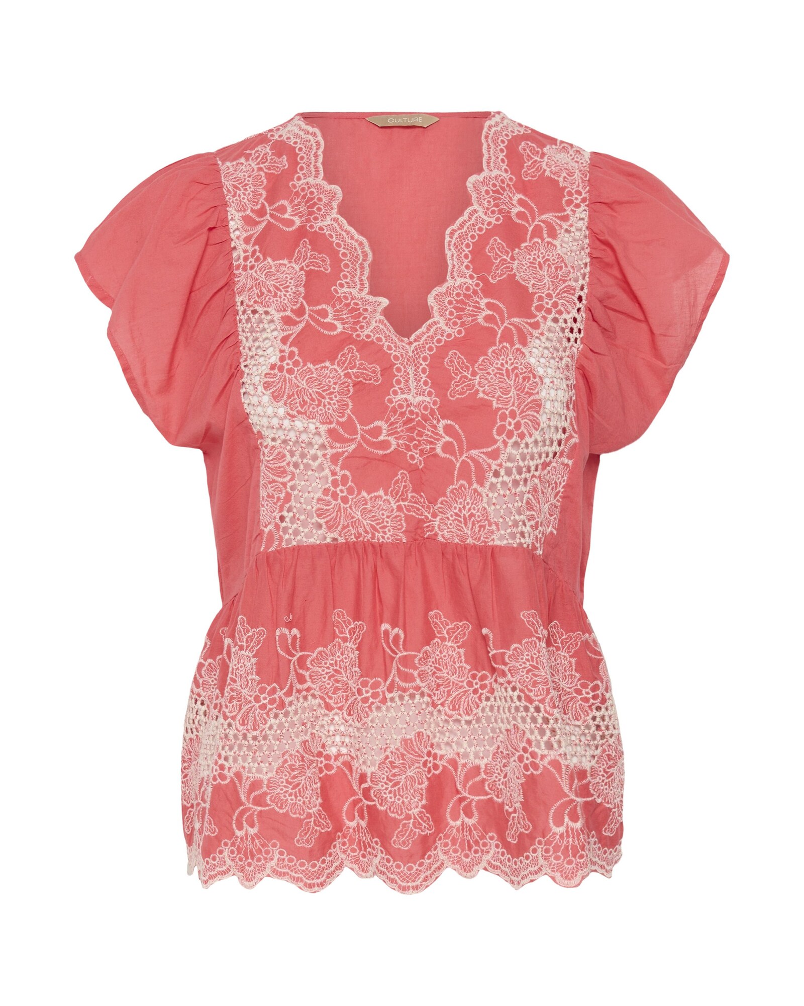CULTURE Blusa 'CUDenio'  salmón / blanco