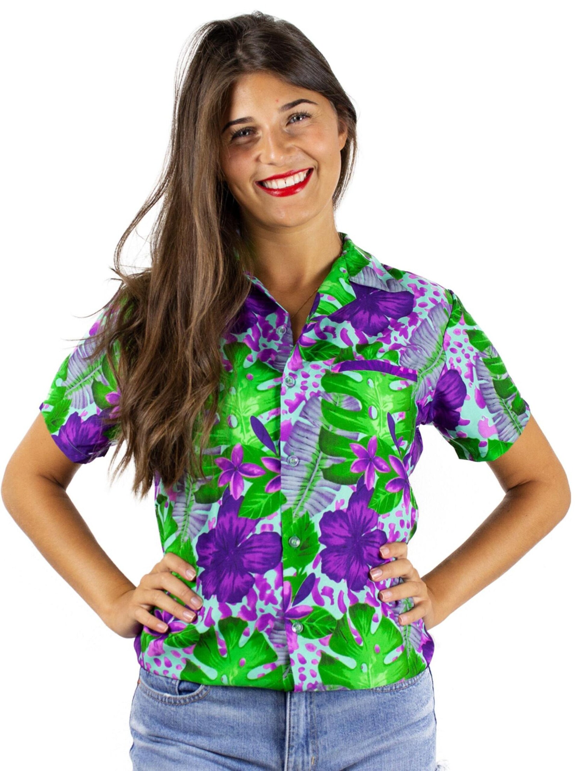 King Kameha Blus 'Green Purple Flower' dam