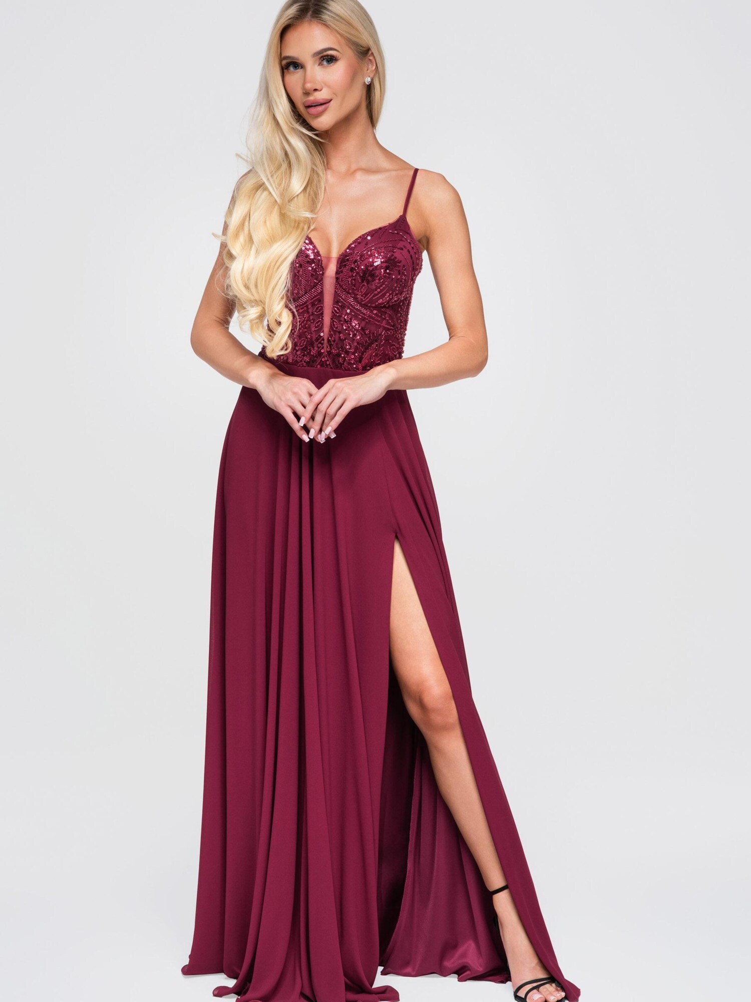 Ombre Večernja haljina burgund