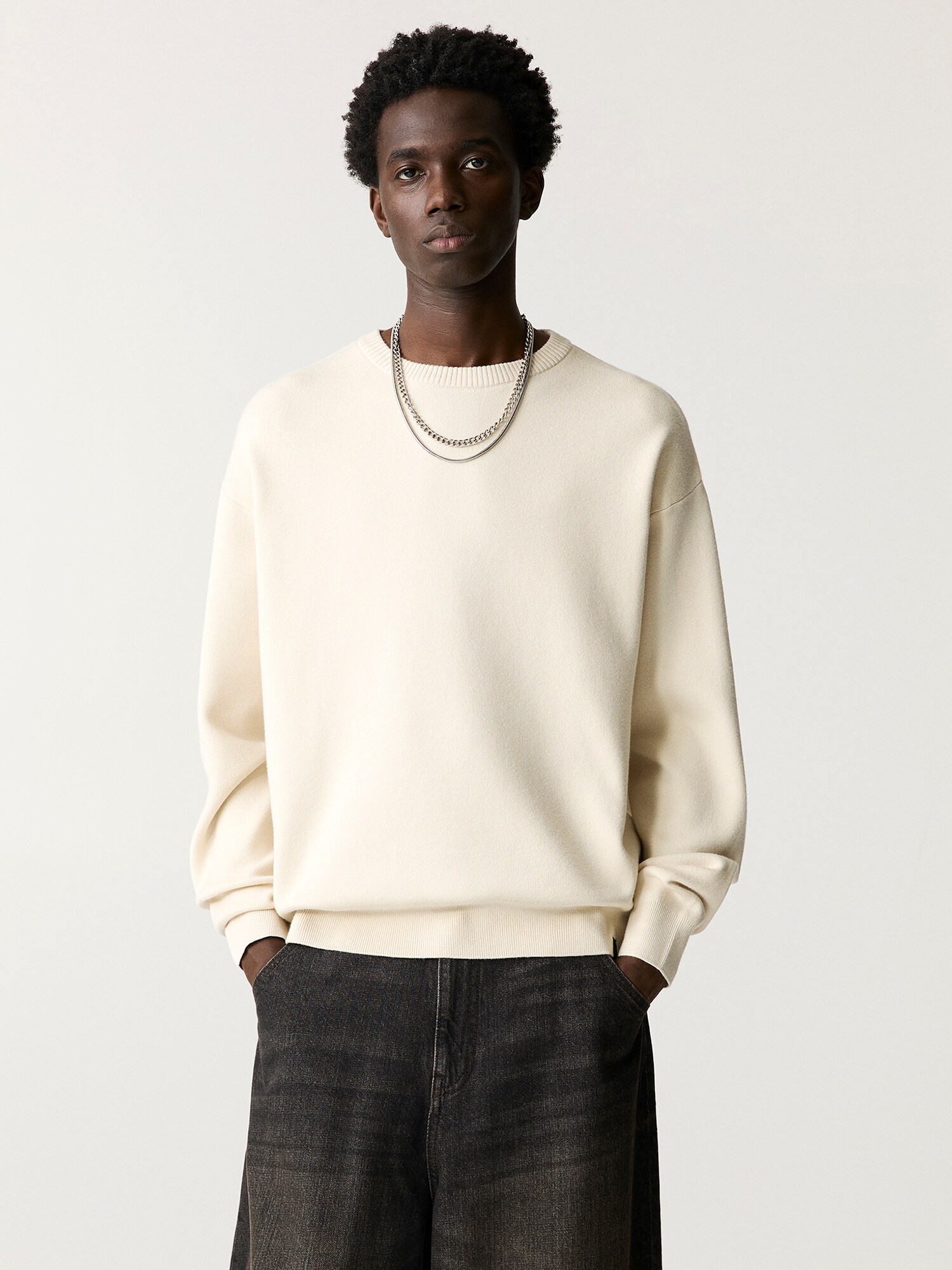 Pull&Bear Pulóver  gyapjúfehér termék 2. képe