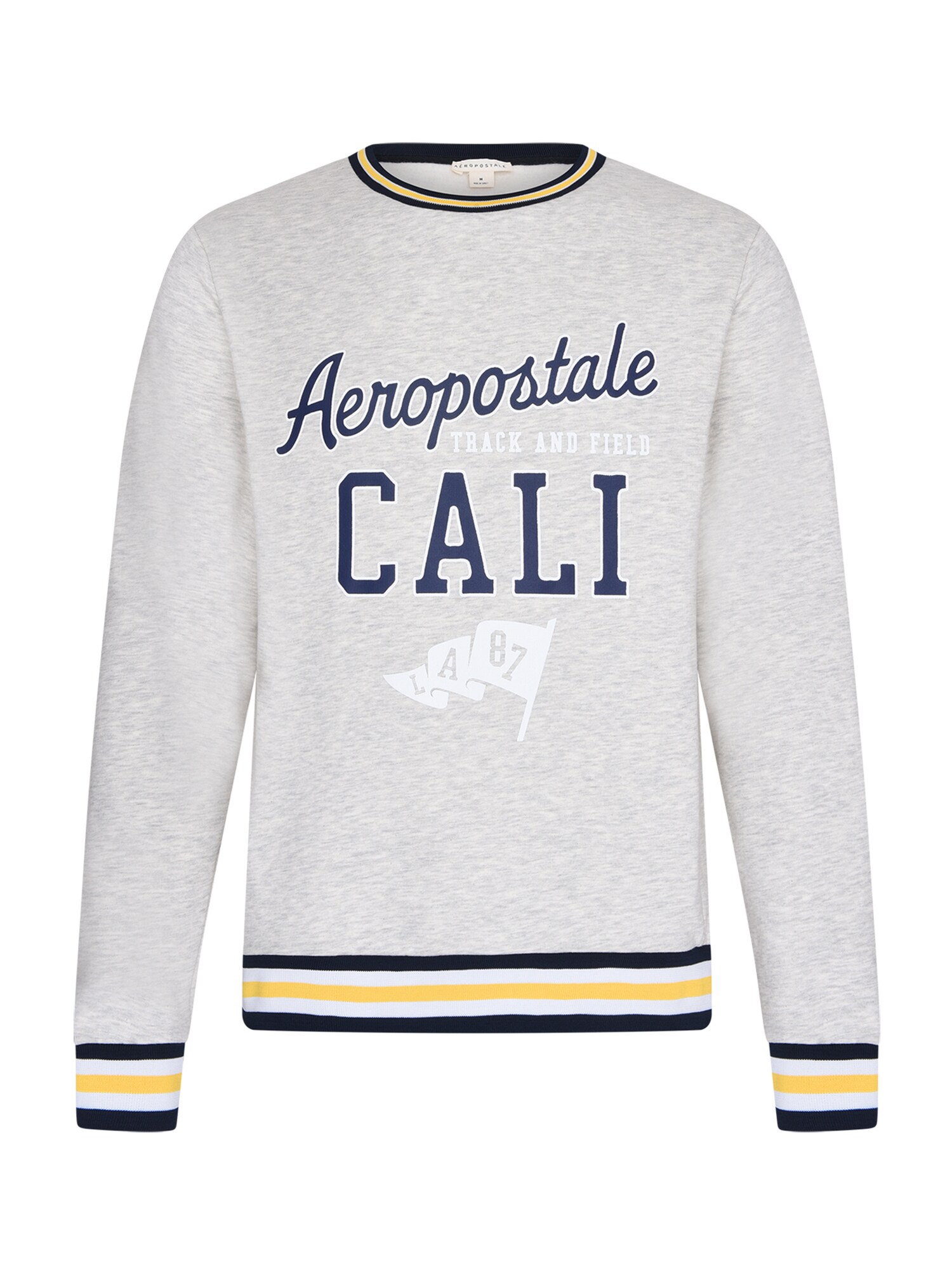 AÈROPOSTALE Megztinis be užsegimo 'Aero Cali Ringer'  geltona / pilka / nakties mėlyna