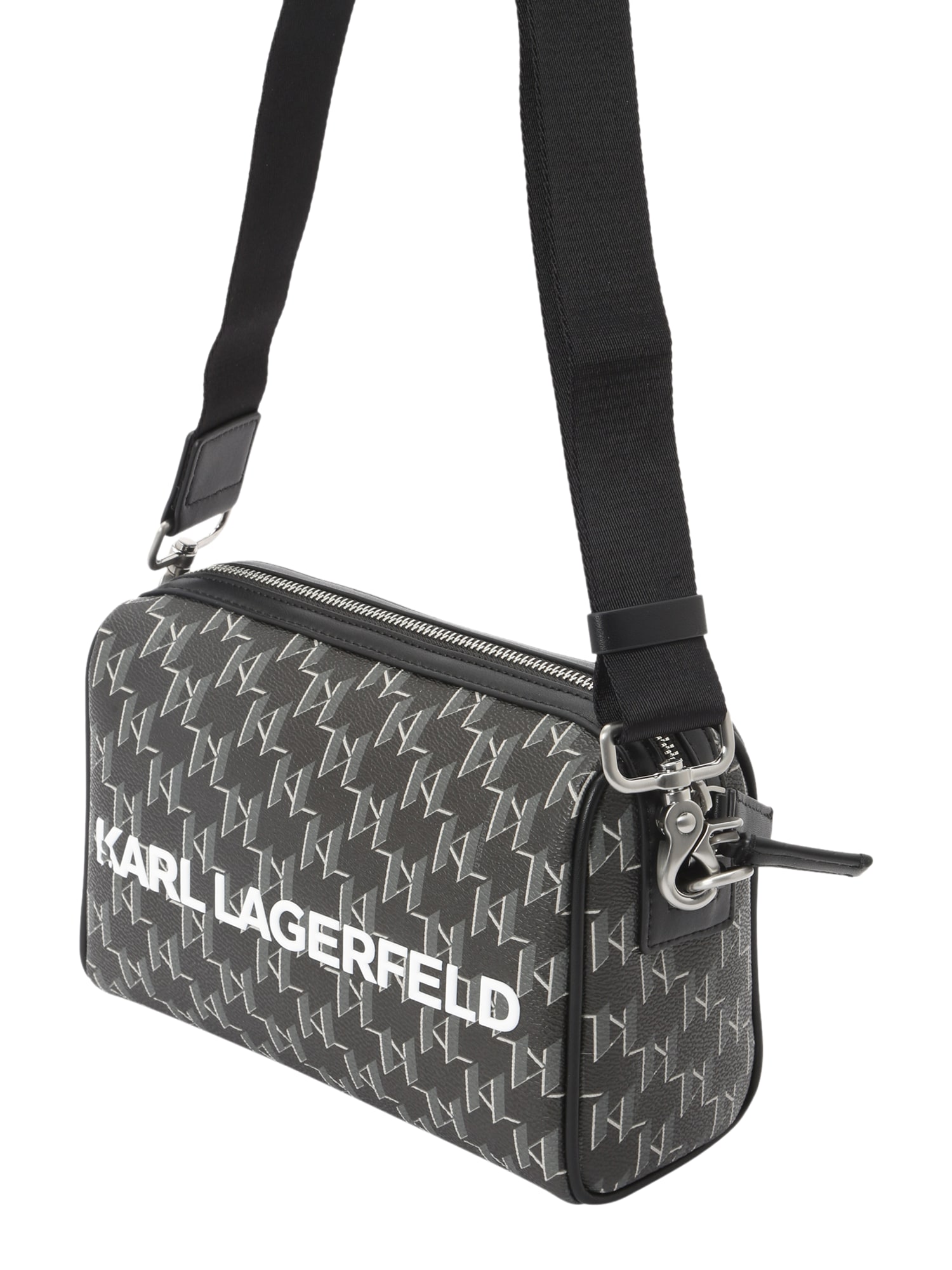 Karl Lagerfeld Чанта за през рамо тип преметка  черно / бяло