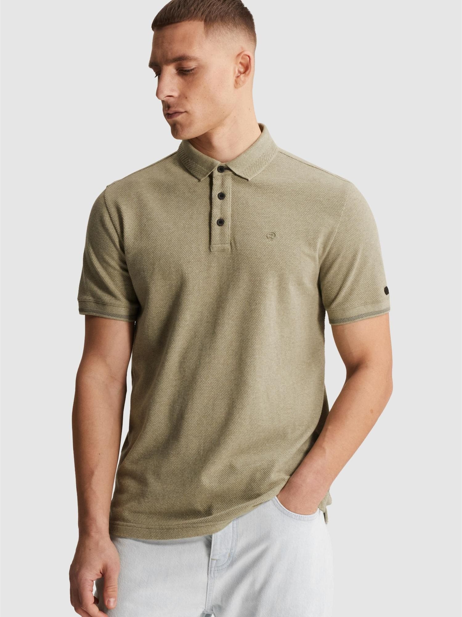 T-shirt 'Slim fit polo shirt with allover texture'