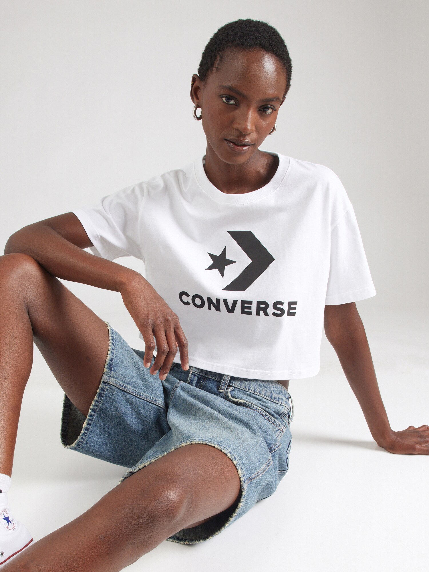 CONVERSE Póló 'Star Chevron'  fekete / fehér termék 2. képe