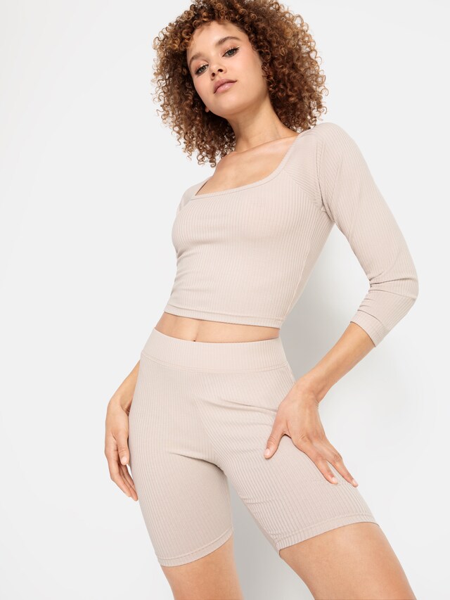 LSCN by LASCANA, Házi ruha 'LSCN Ribbed Set', bézs, 1 kép a 4 közül
