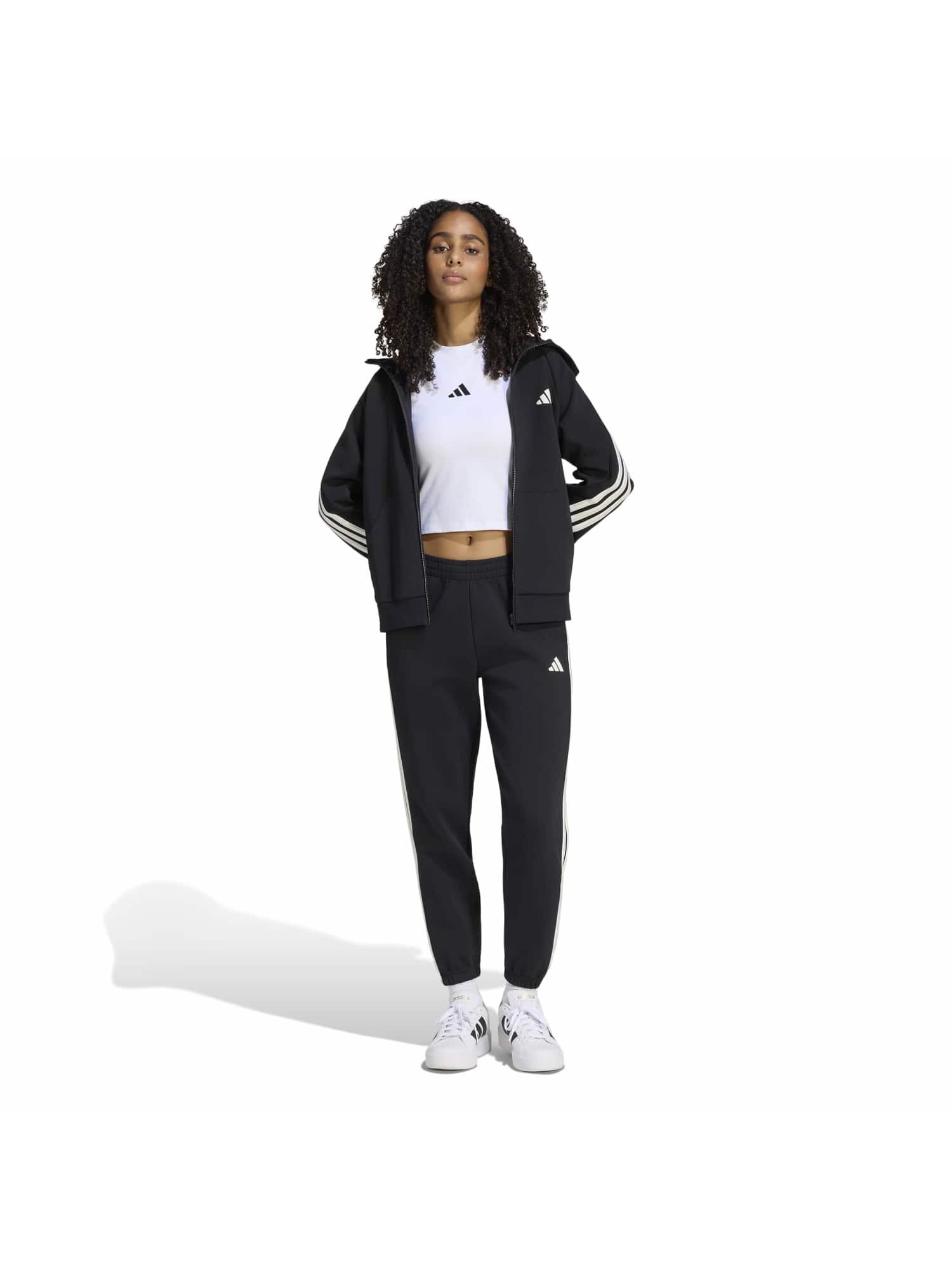 ADIDAS SPORTSWEAR Camiseta deportiva 'STADIUM THREE STRIPES FULL ZIP'  negro / blanco – imagen 4