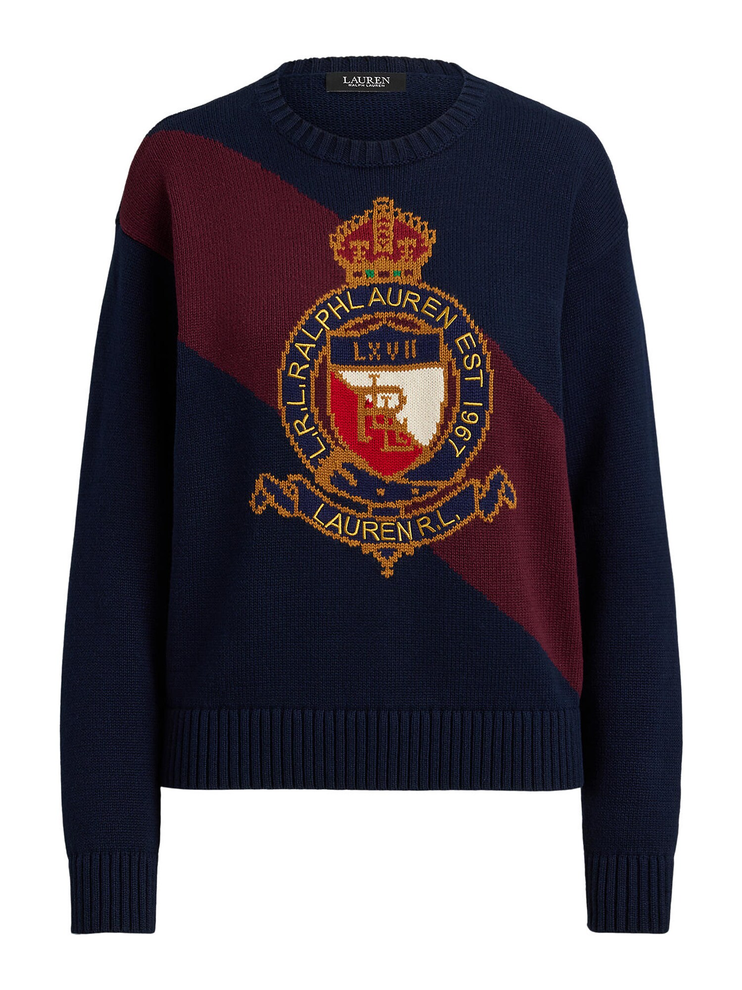 Lauren Ralph Lauren Pulover  bleumarin / auriu / roșu burgundy / alb