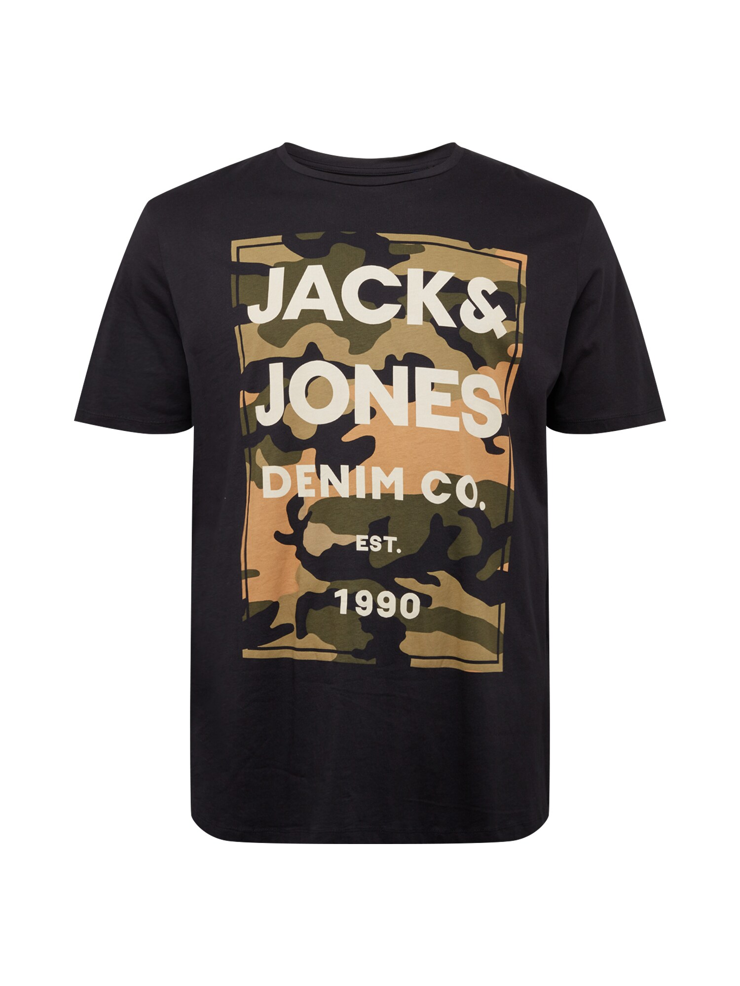 Jack & Jones Plus Marškinėliai  juoda / alyvuogių spalva / balta