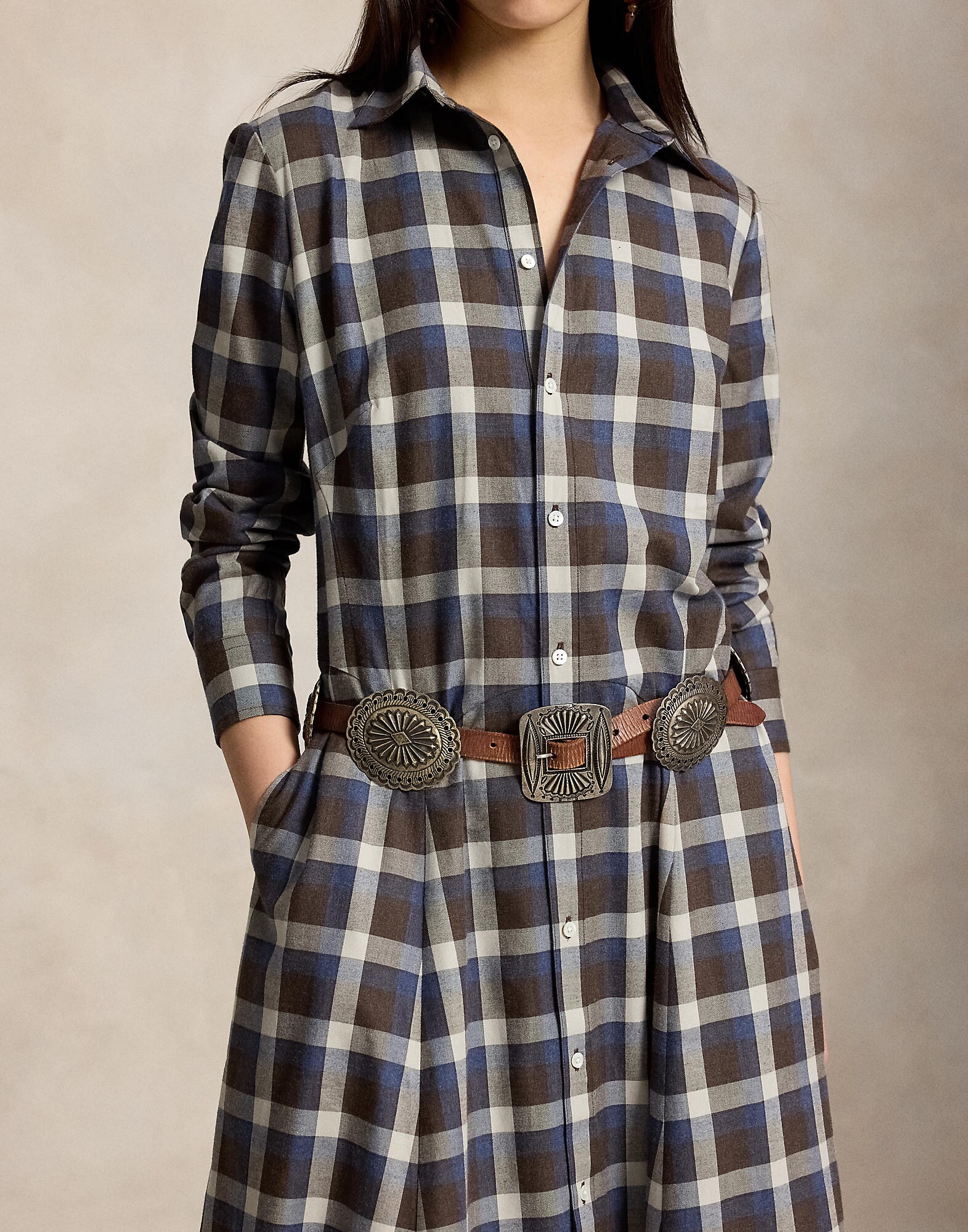 Polo Ralph Lauren Vestido camisero  navy / blanco – imagen 4