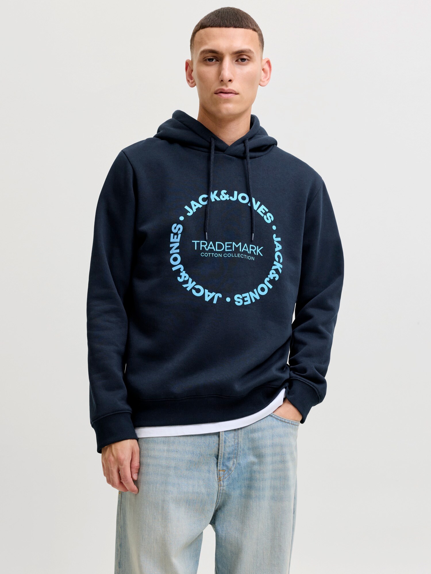 JACK & JONES Bluză de molton JJBENSON albastru deschis / albastru închis