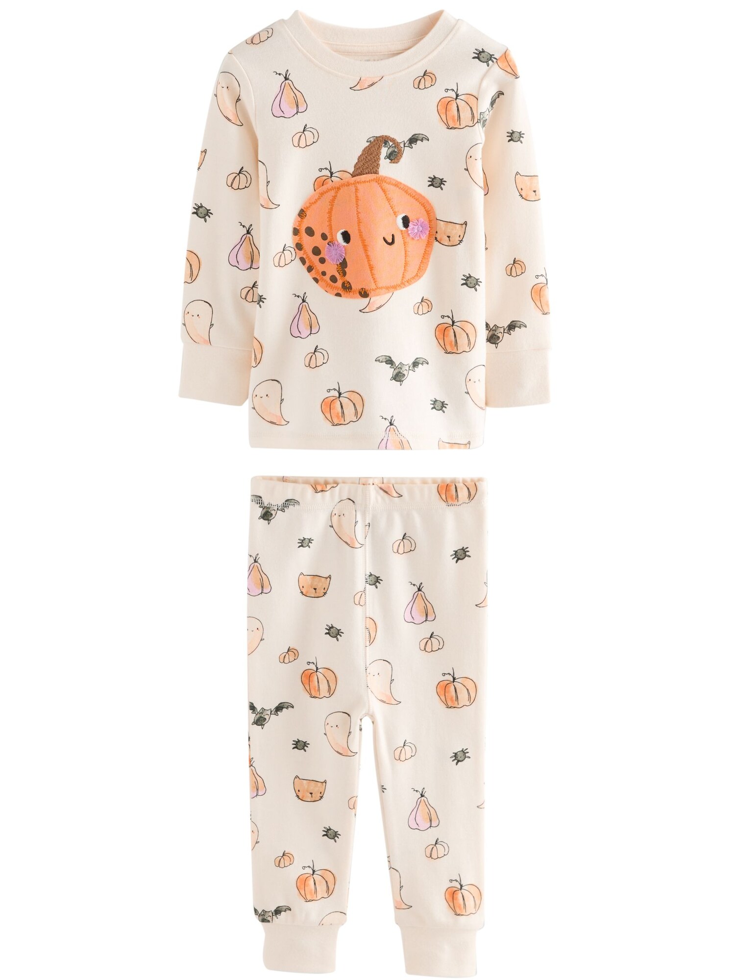 Next Pijamale Halloween Snuggle  gri / mov liliachiu / portocaliu / alb