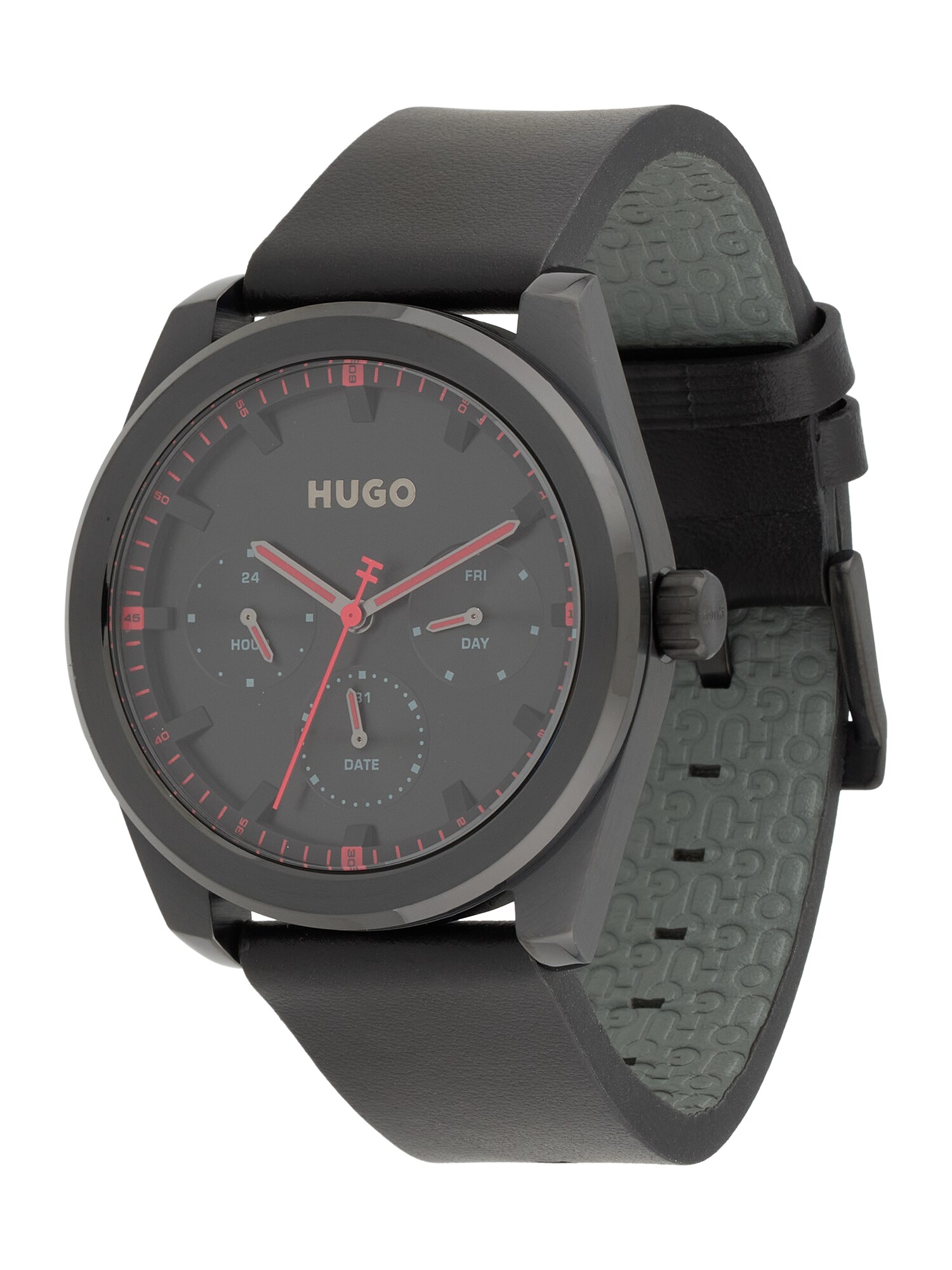 HUGO Ceas analogic Bright Sport  gri / roşu închis / negru