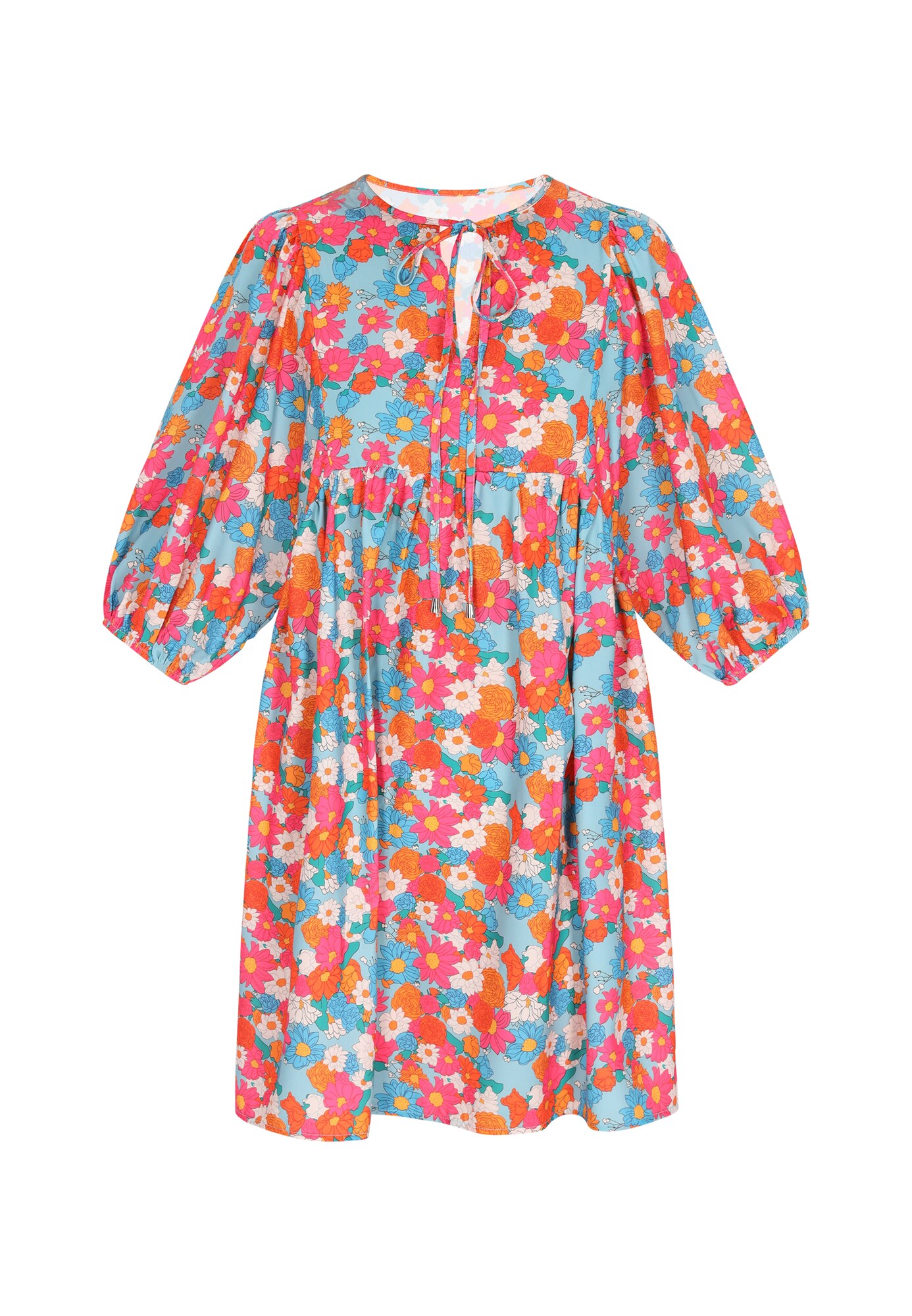 IZIA Vestido  azul cielo / naranja oscuro / rosa claro / blanco