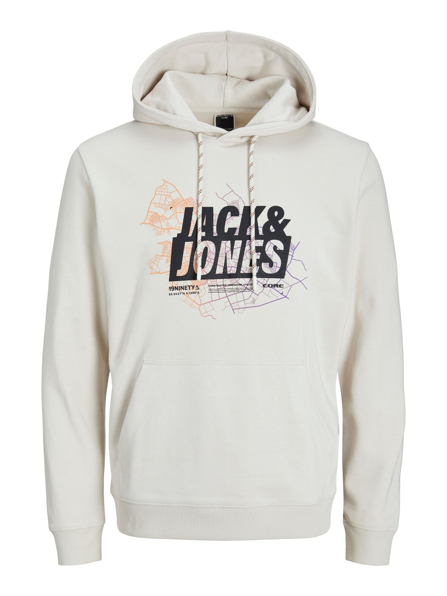 JACK & JONES Mikina 'JCOMAP'  krémová / fialová / oranžová / čierna