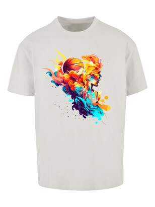 F4NT4STIC Shirt ‘Basketball Sports Collection – Abstract player’ Grijs / Gemengde kleuren