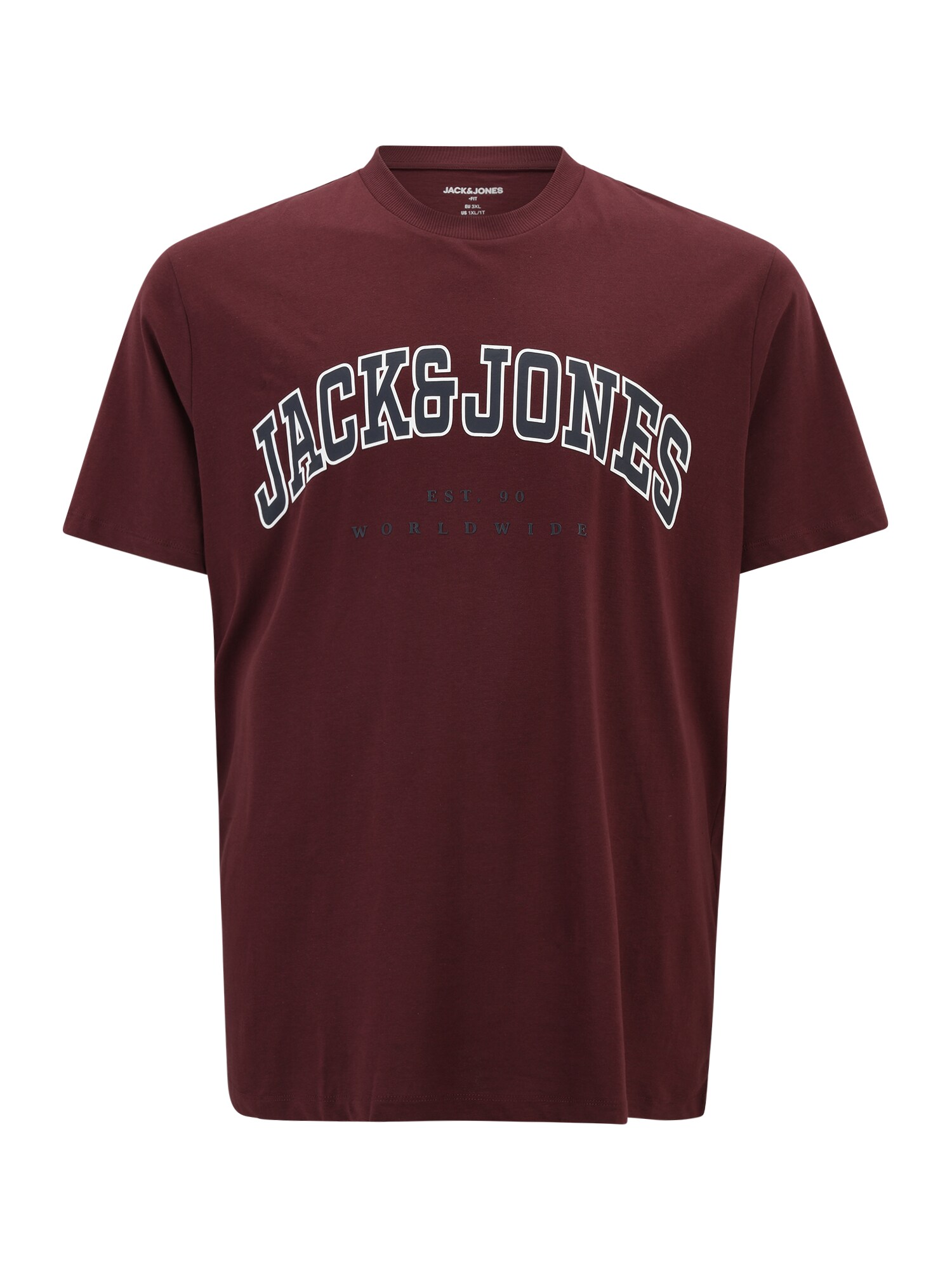 Jack & Jones Plus Tričko 'JJECALEB'  námornícka modrá / bordová / biela