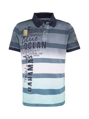 camp david Shirt ‘Beach Life’ Navy / Turquoise / Smoky blue / Wit