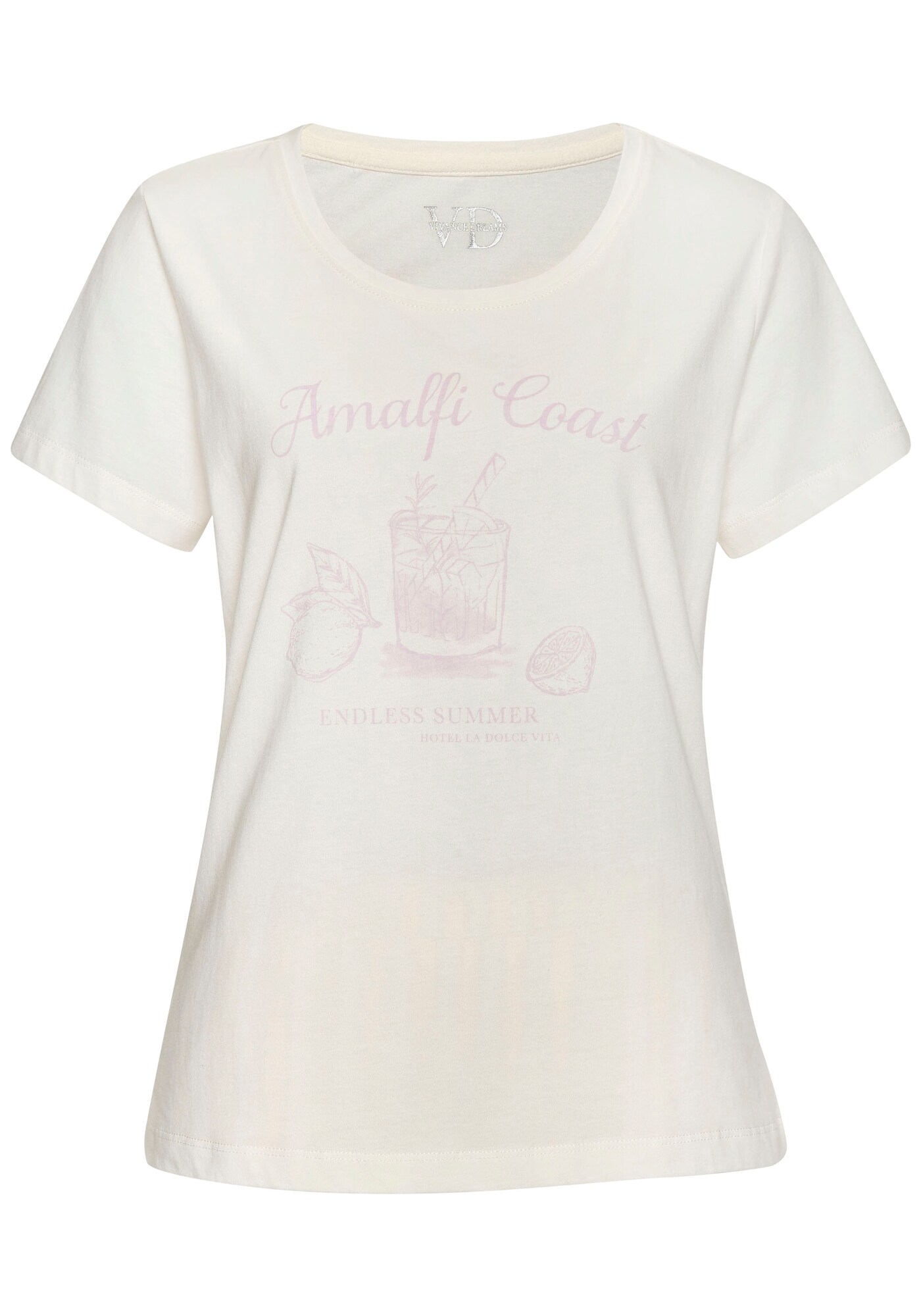VIVANCE Bluză de noapte  roz pastel / alb