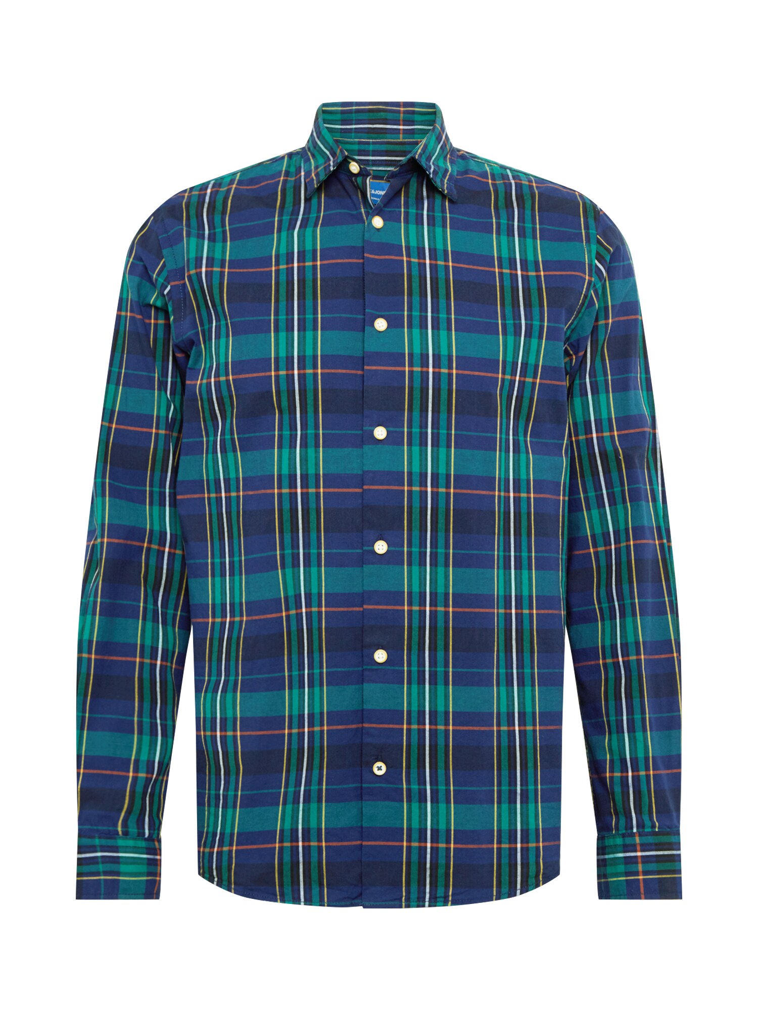 JACK & JONES Dalykiniai marškiniai  tamsiai mėlyna / nefrito spalva / tamsiai oranžinė / geltona