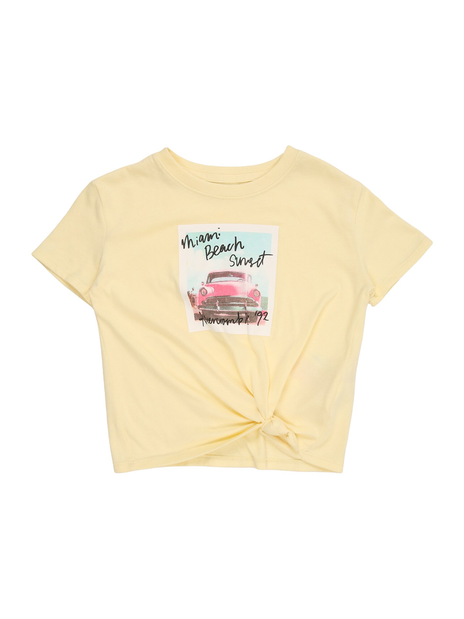 Abercrombie & Fitch Tricou 'MIAMI BEACH'  azuriu / galben deschis / roșu deschis / negru