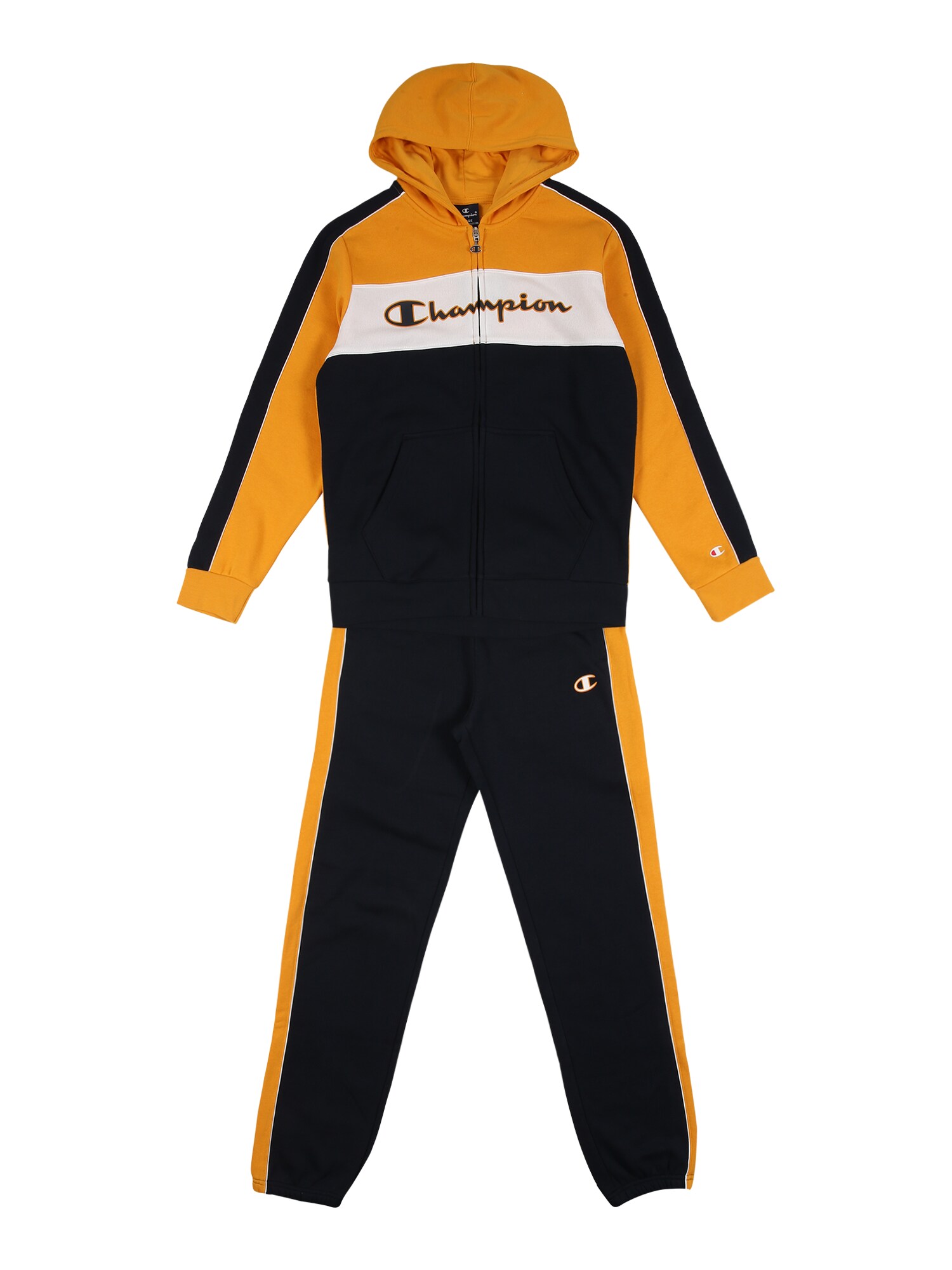 Champion Authentic Athletic Apparel Treniruočių kostiumas  aukso geltonumo spalva / juoda / balta