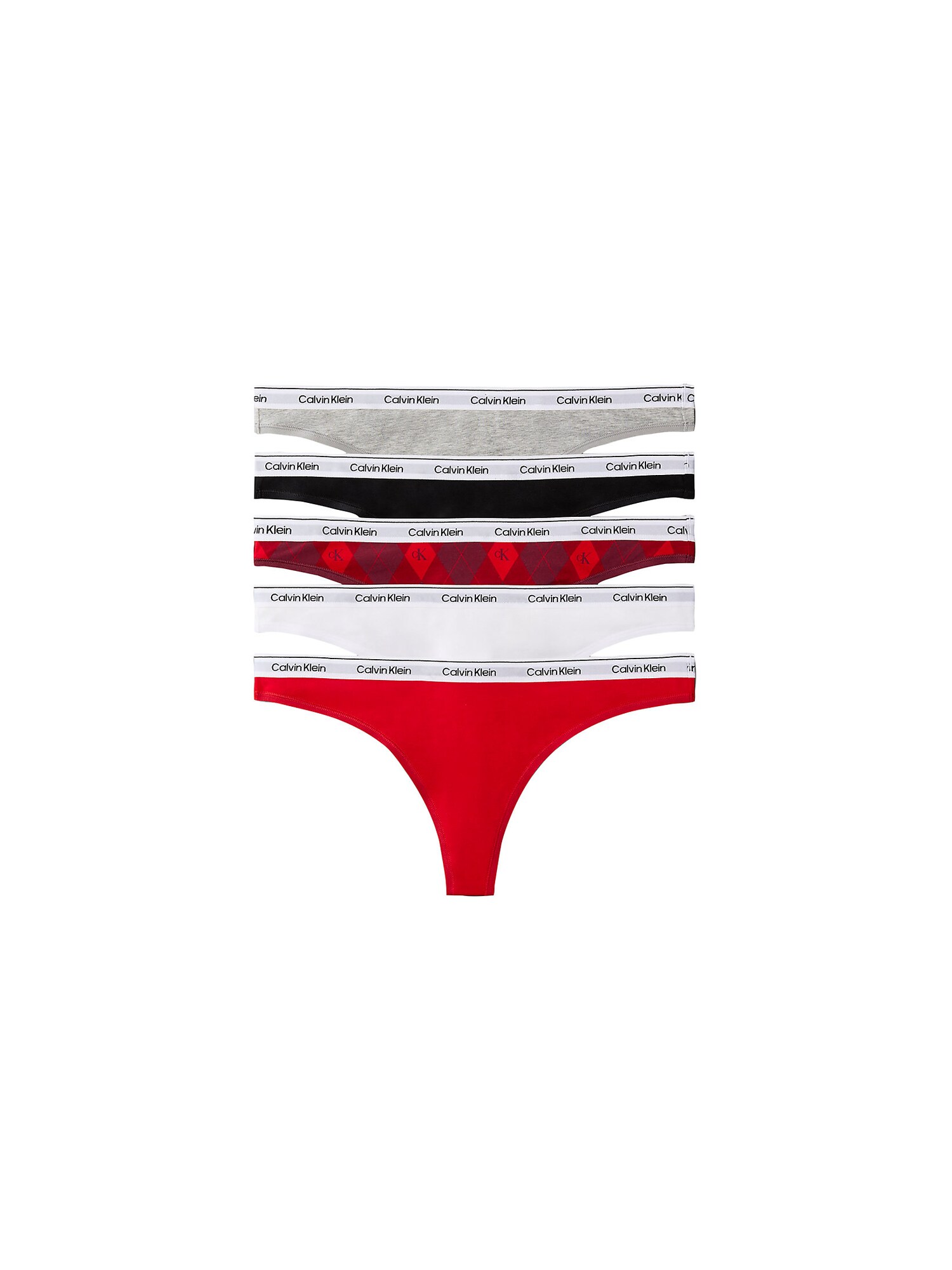 Calvin Klein Underwear Tanga gaćice siva melange / crvena / karmin crvena / crna / bijela