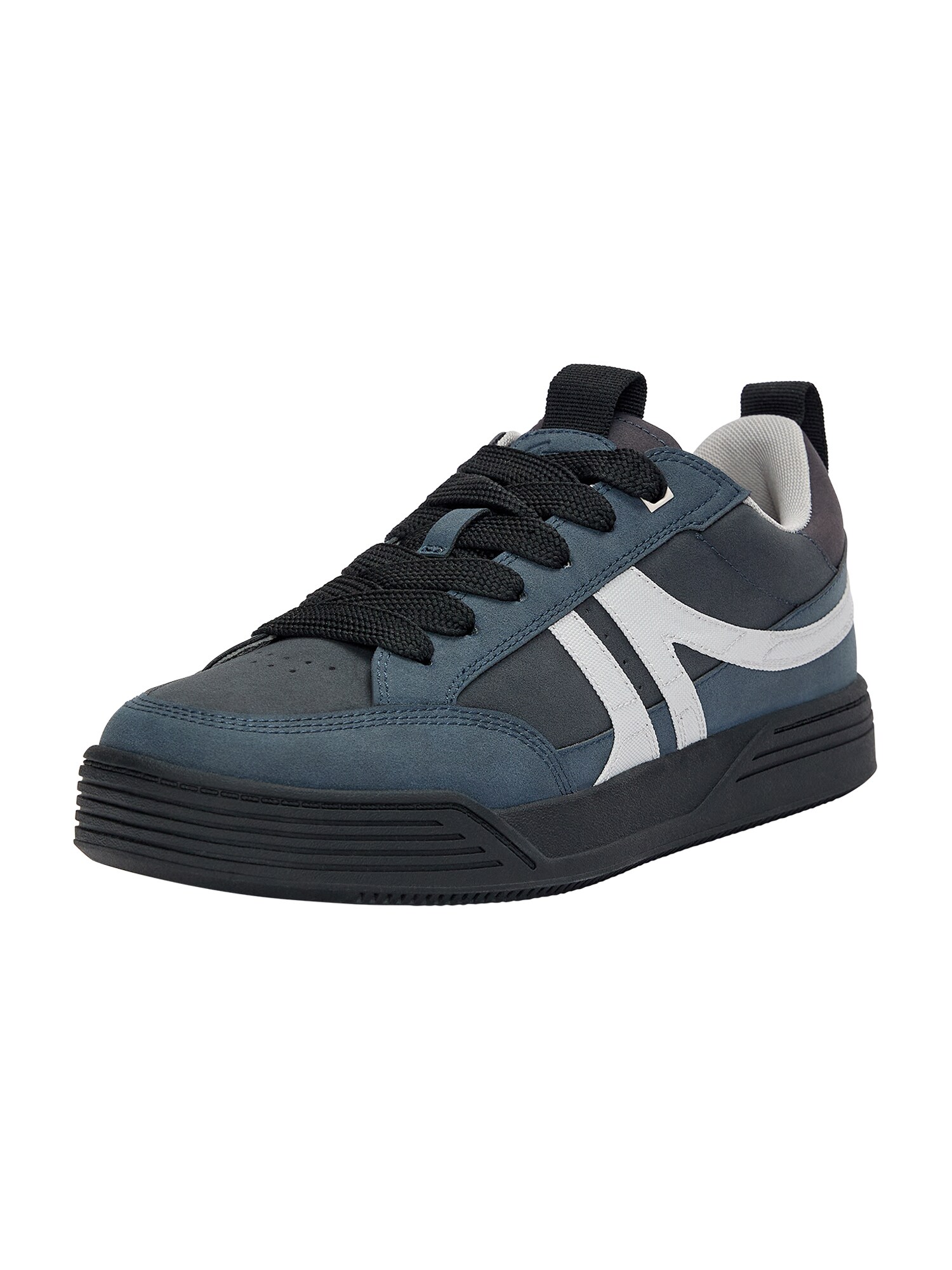 Pull&Bear Sneaker low  albastru gențiană / gri metalic / alb murdar