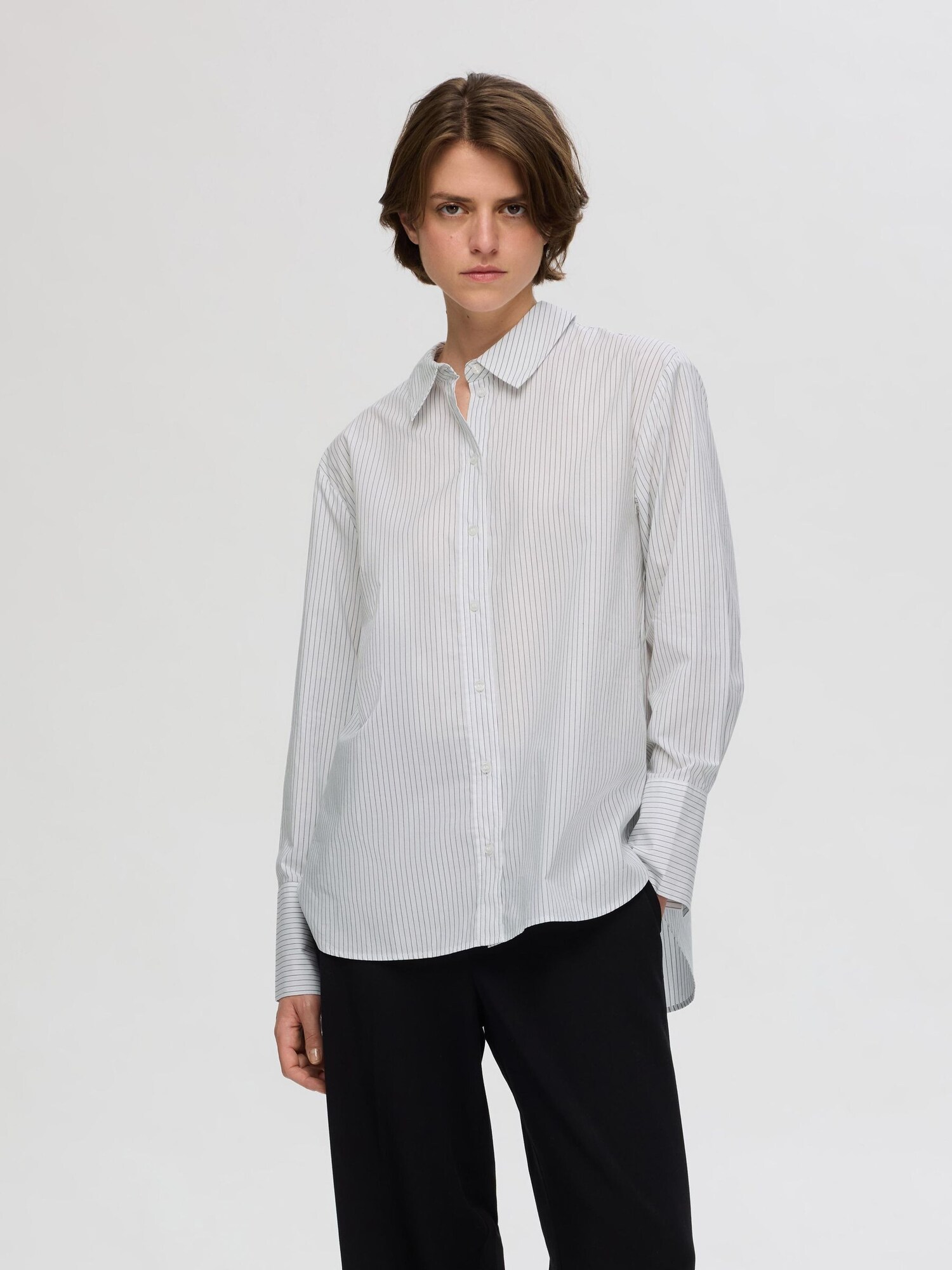 SELECTED Blusa gris / blanco