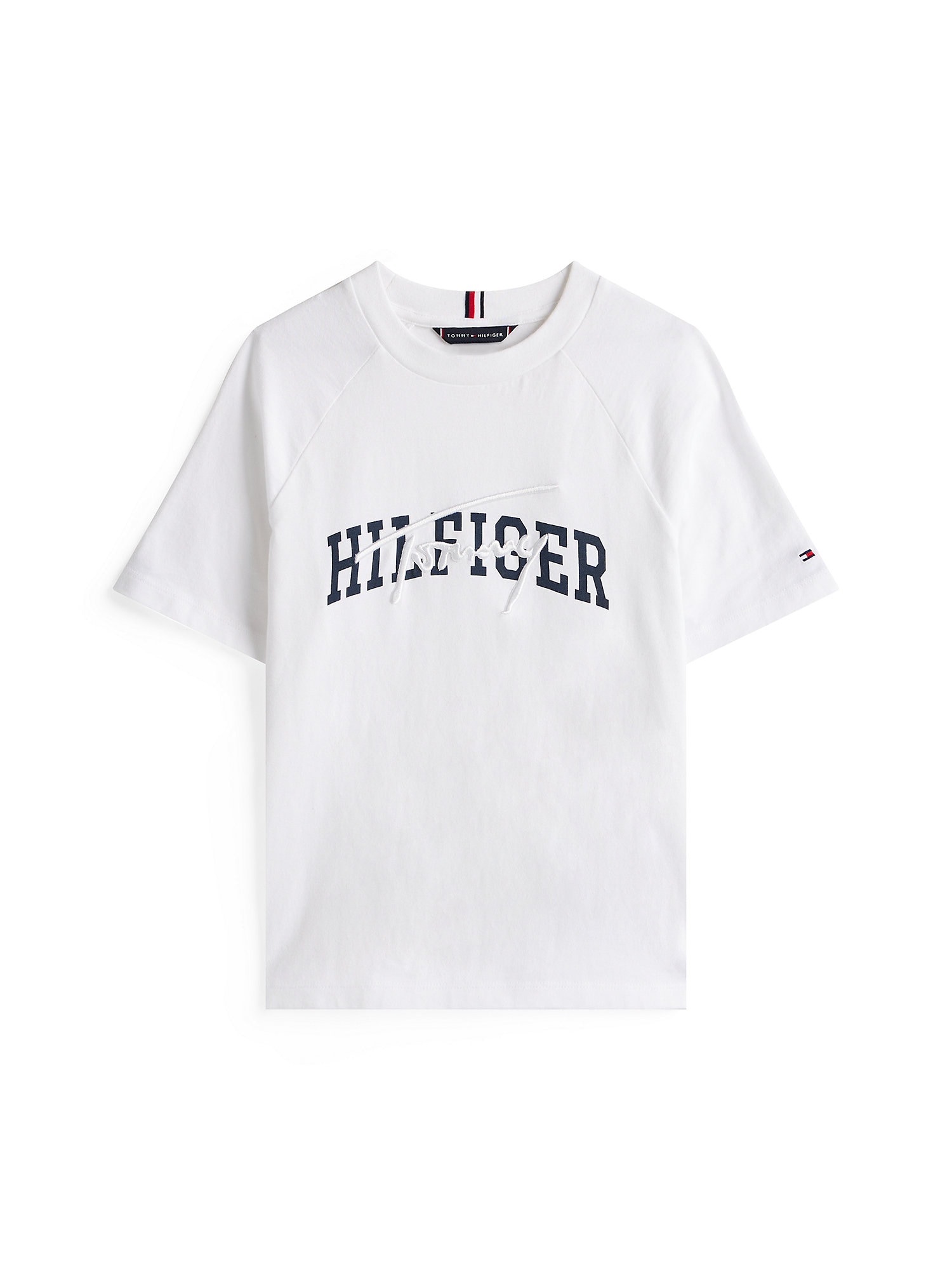 TOMMY HILFIGER Tricou  albastru închis / alb