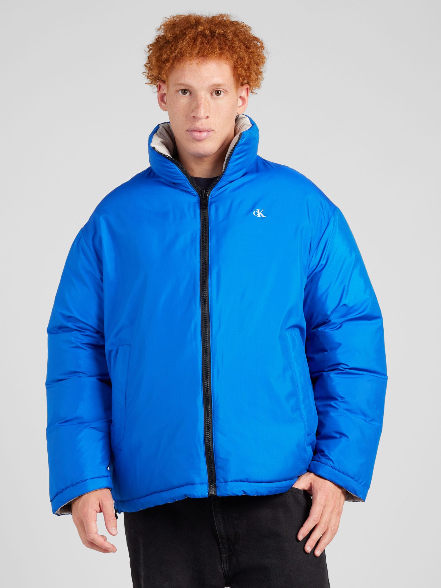 Calvin Klein Jeans Átmeneti dzseki 'Reversible 90s'  azúr / greige / fekete / fehér termék 2. képe