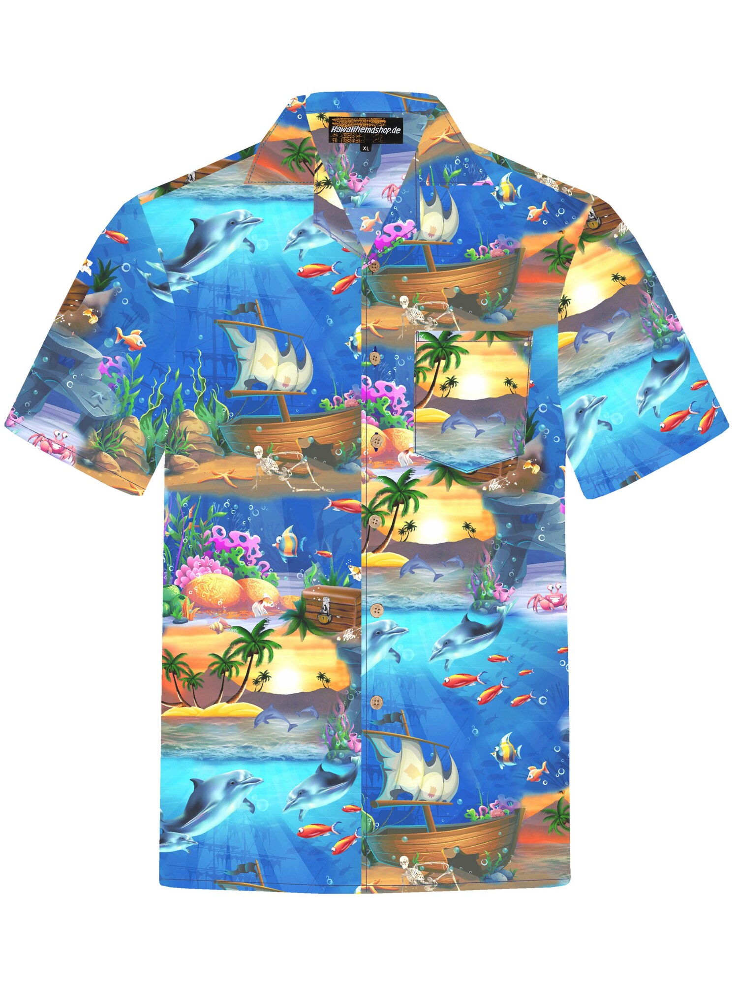 Hawaiihemdshop.de Camisa 'Hawaiihemd "Ocean of Hawaii"'  azul