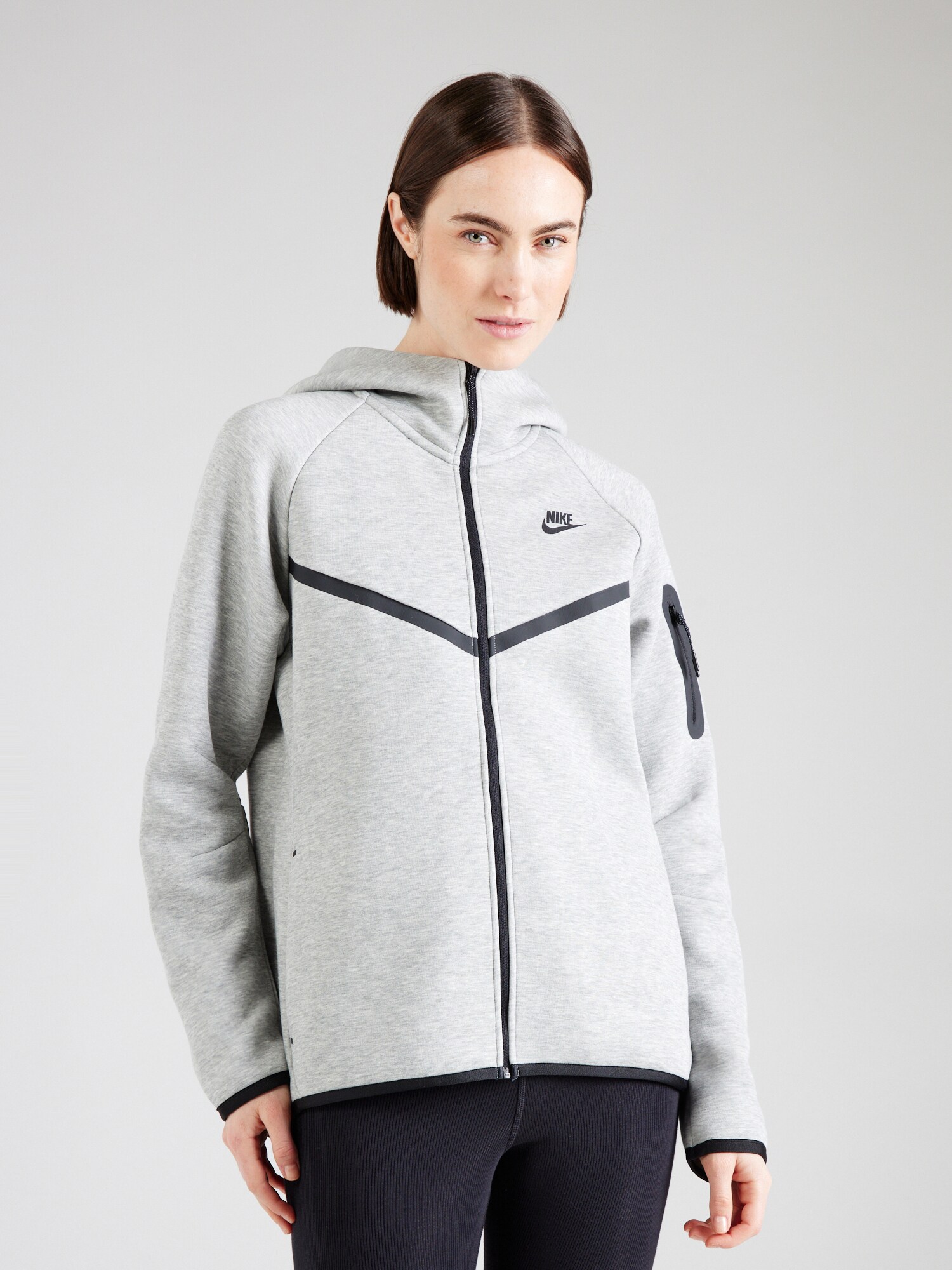 Nike Sportswear Tréning dzseki 'TECH FLEECE 2'  világosszürke / fekete termék 2. képe